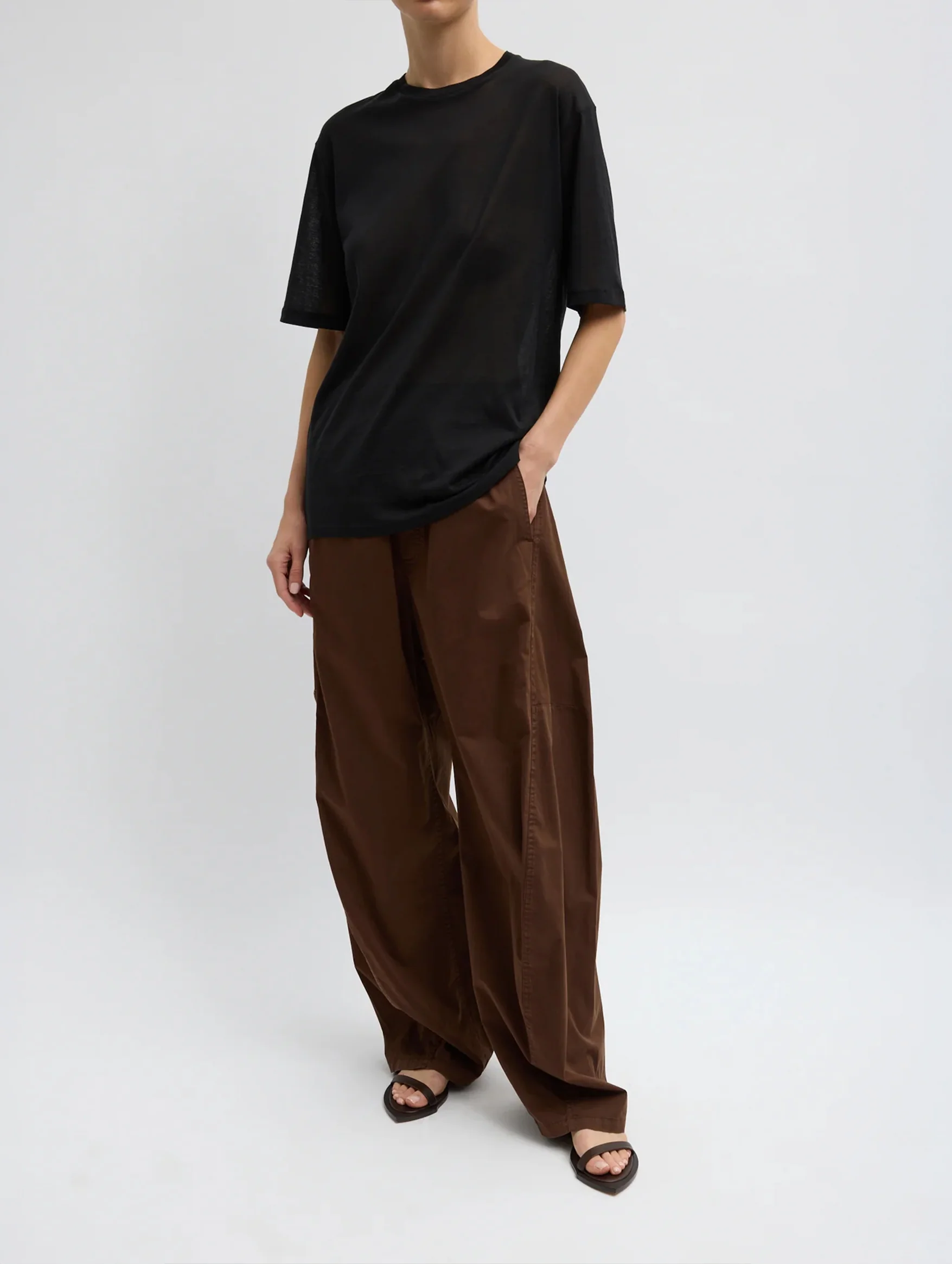 Sheer Crepe Knit Unisex T in Black - Image 4