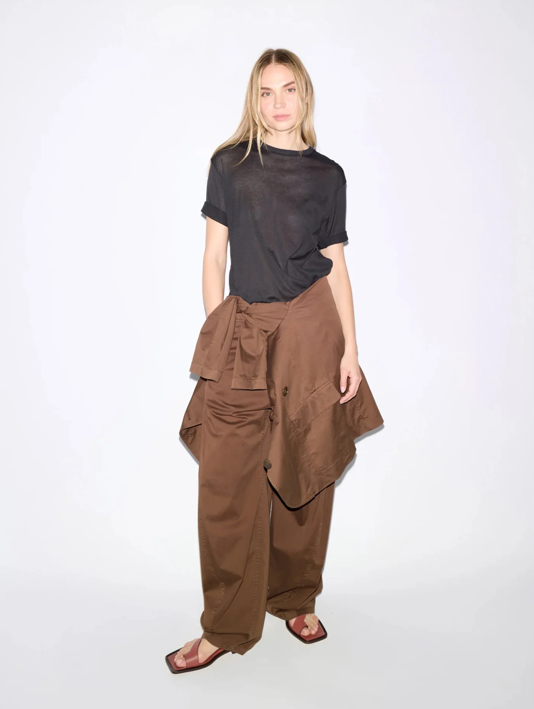 Sheer Crepe Knit Unisex T in Black - Image 5