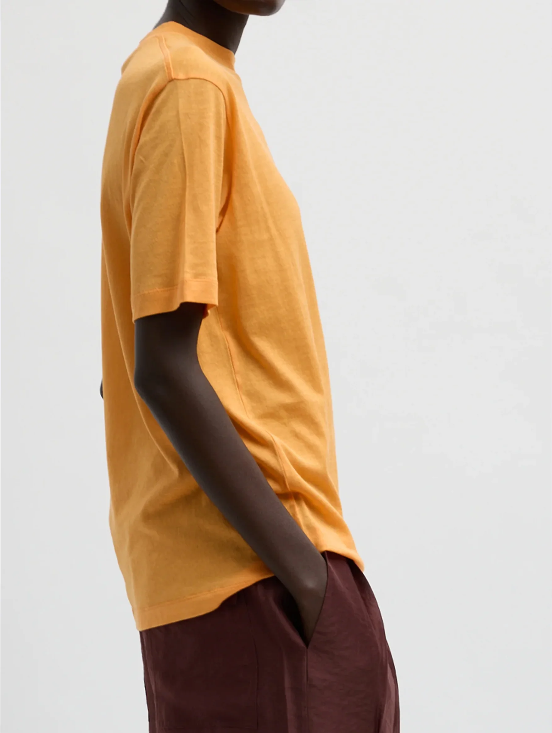 Sheer Crepe Knit Unisex T in Orange - Image 2