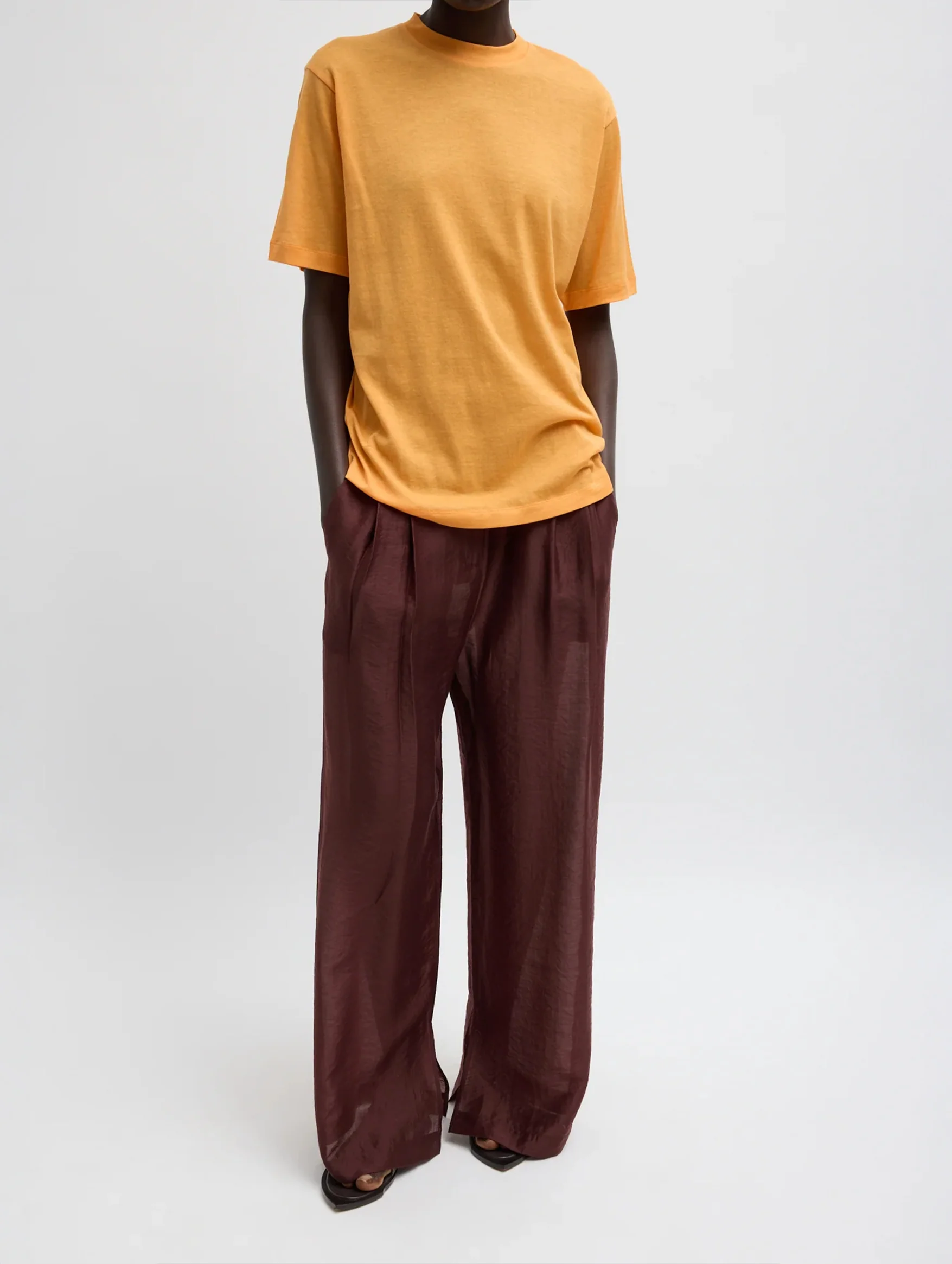Sheer Crepe Knit Unisex T in Orange - Image 4