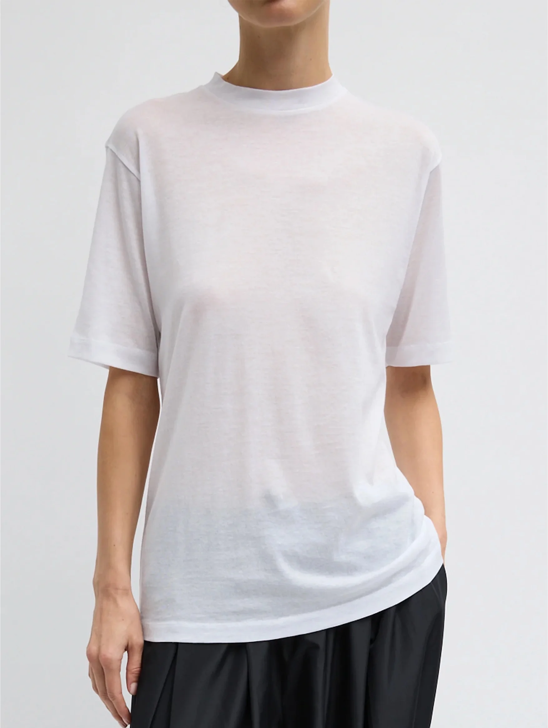 Sheer Crepe Knit Unisex T in White