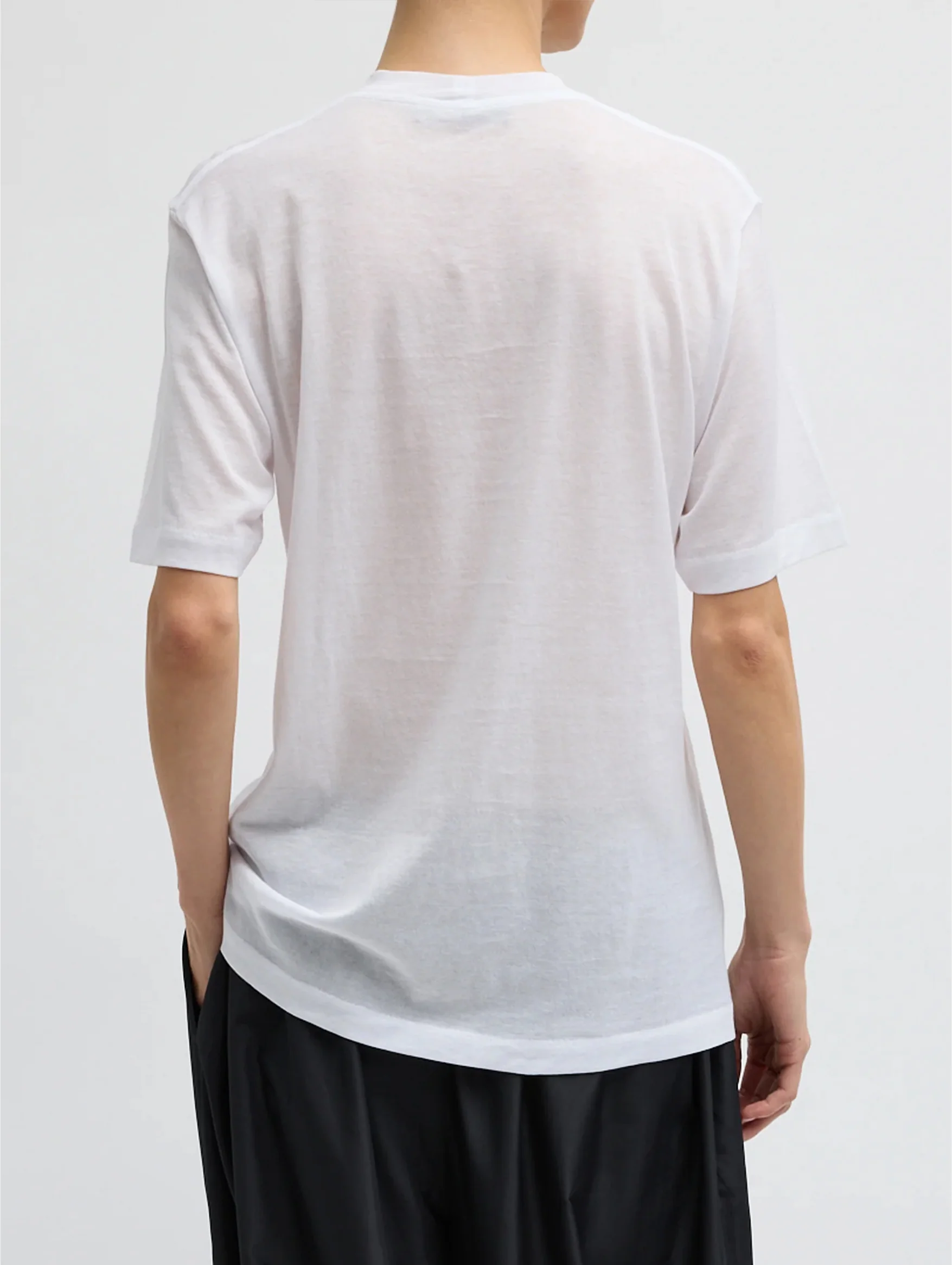 Sheer Crepe Knit Unisex T in White - Image 4