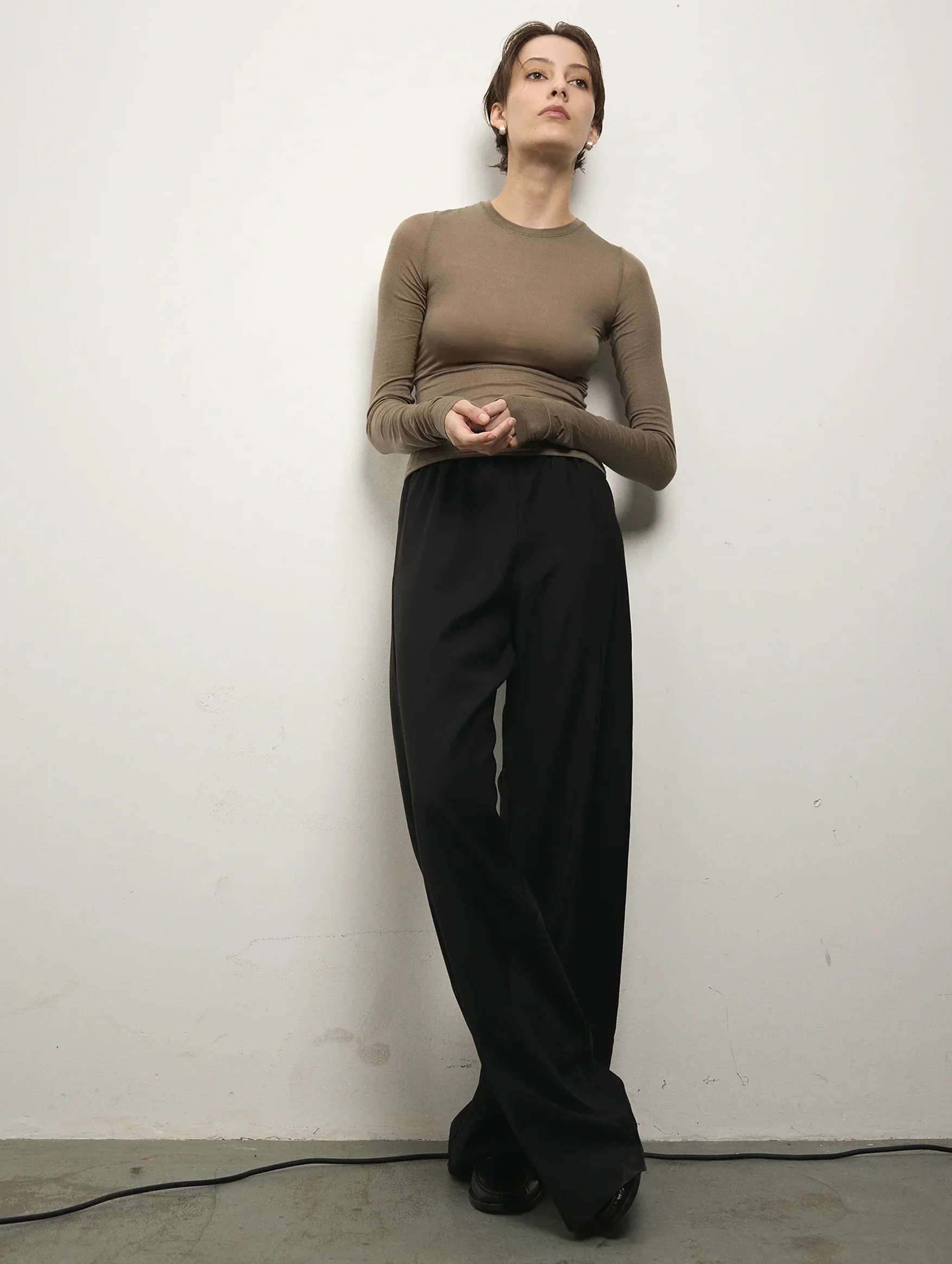 Sheer Long Sleeve Top in Clay - Image 3