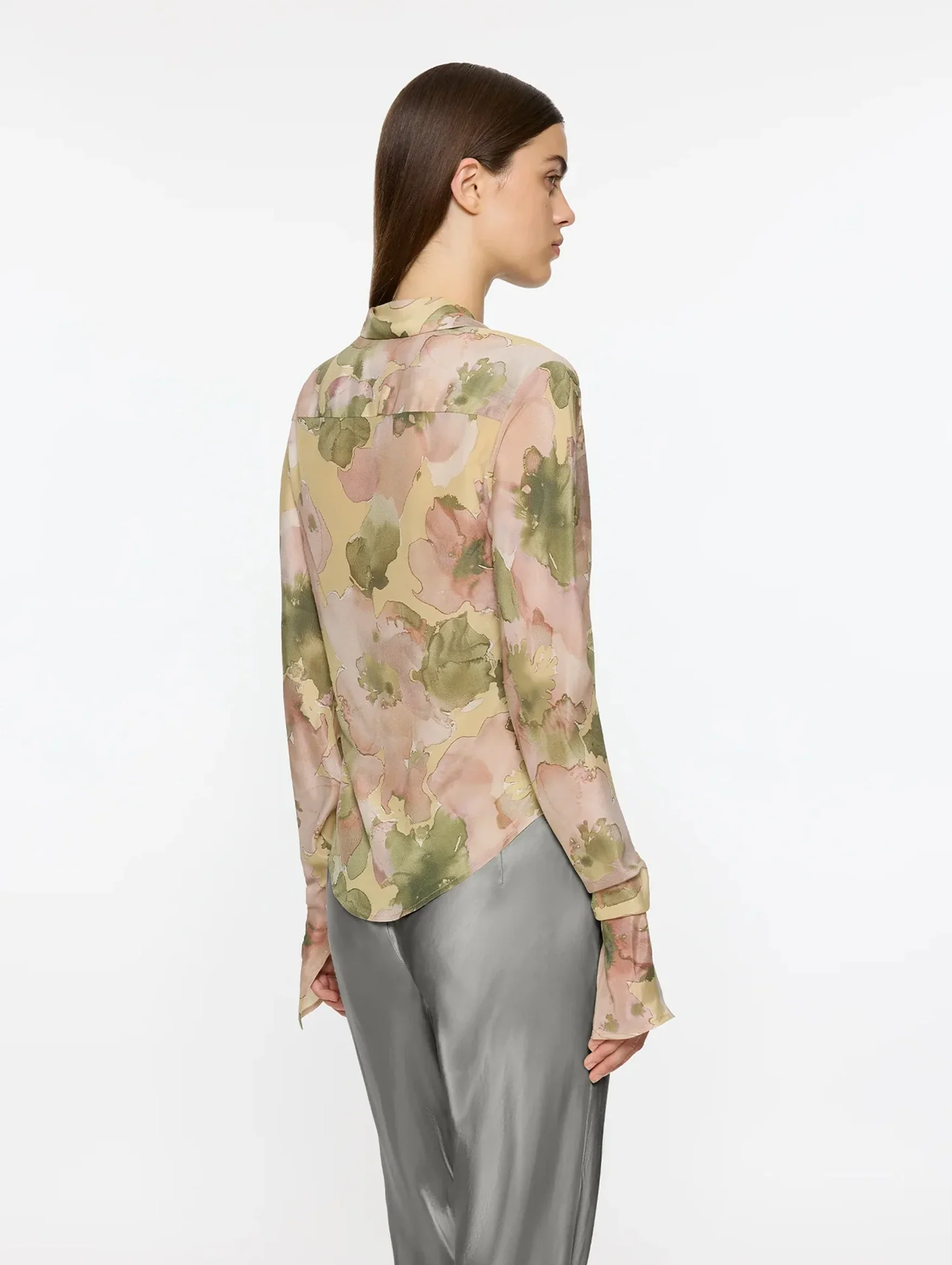 Sheer Silk Shirt in Floral Print - Image 4