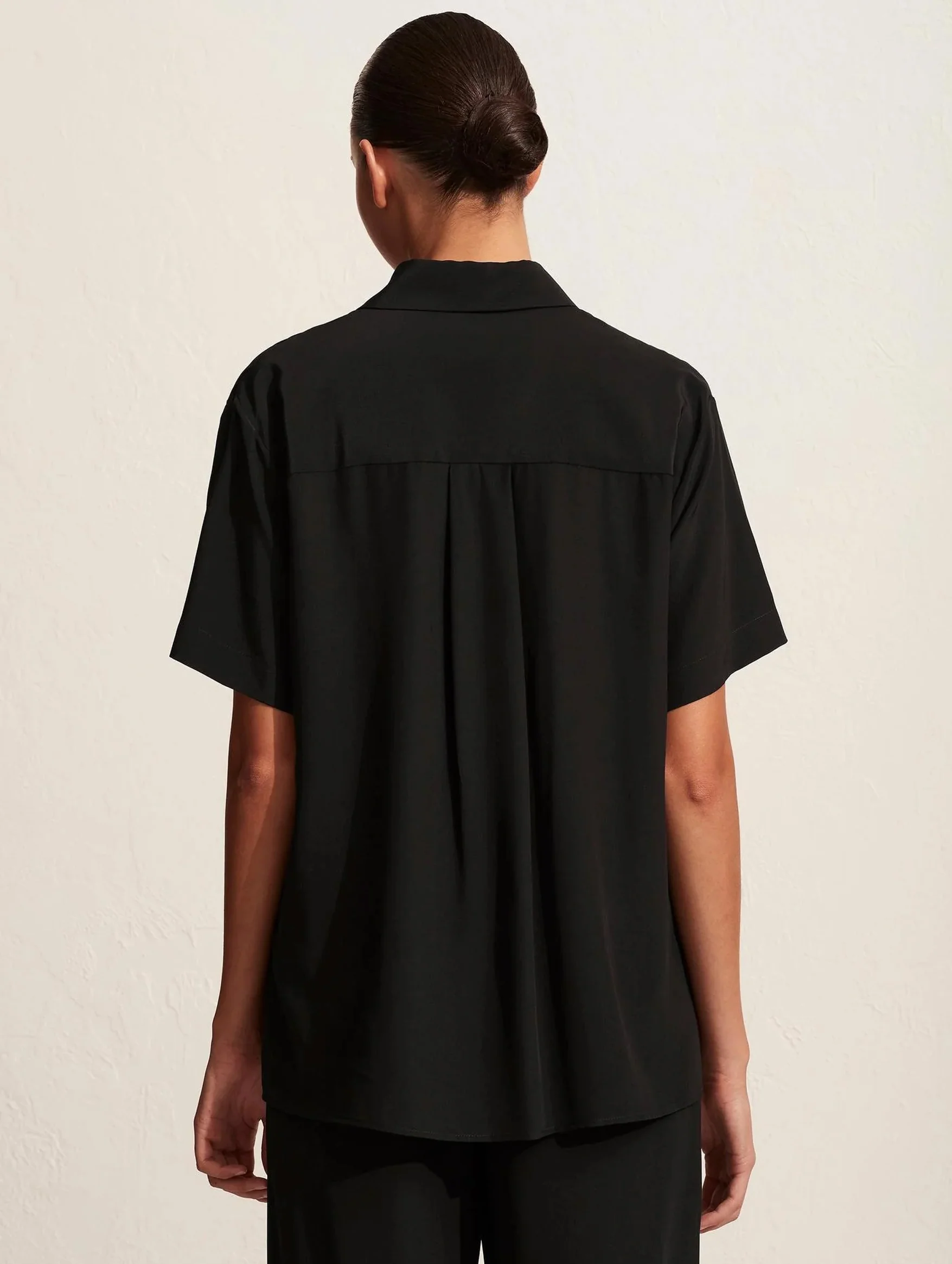Short Sleeve Silk Shirt in Black - Image 4