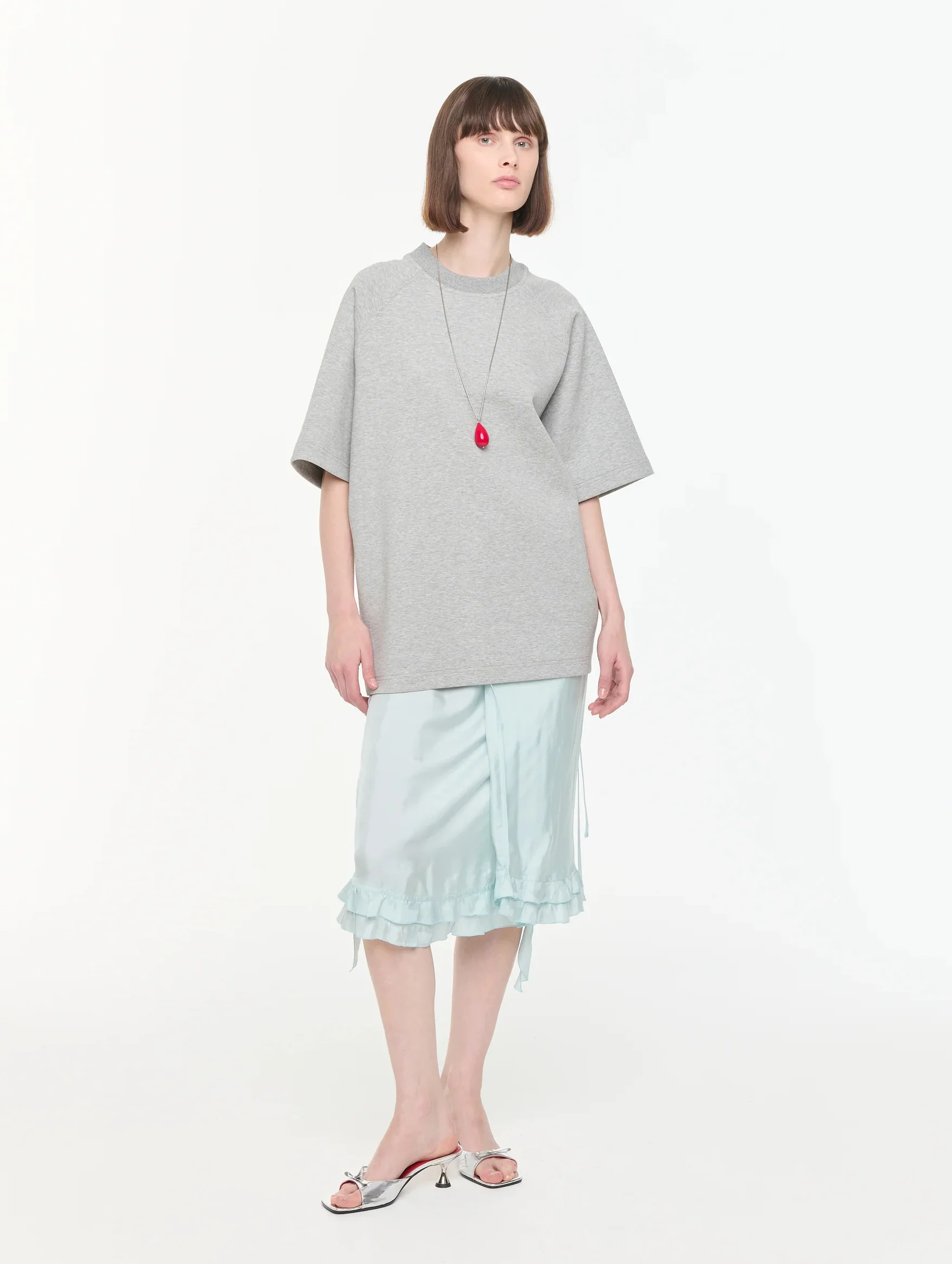 Short Sleeve Sweater in Grey - Image 2