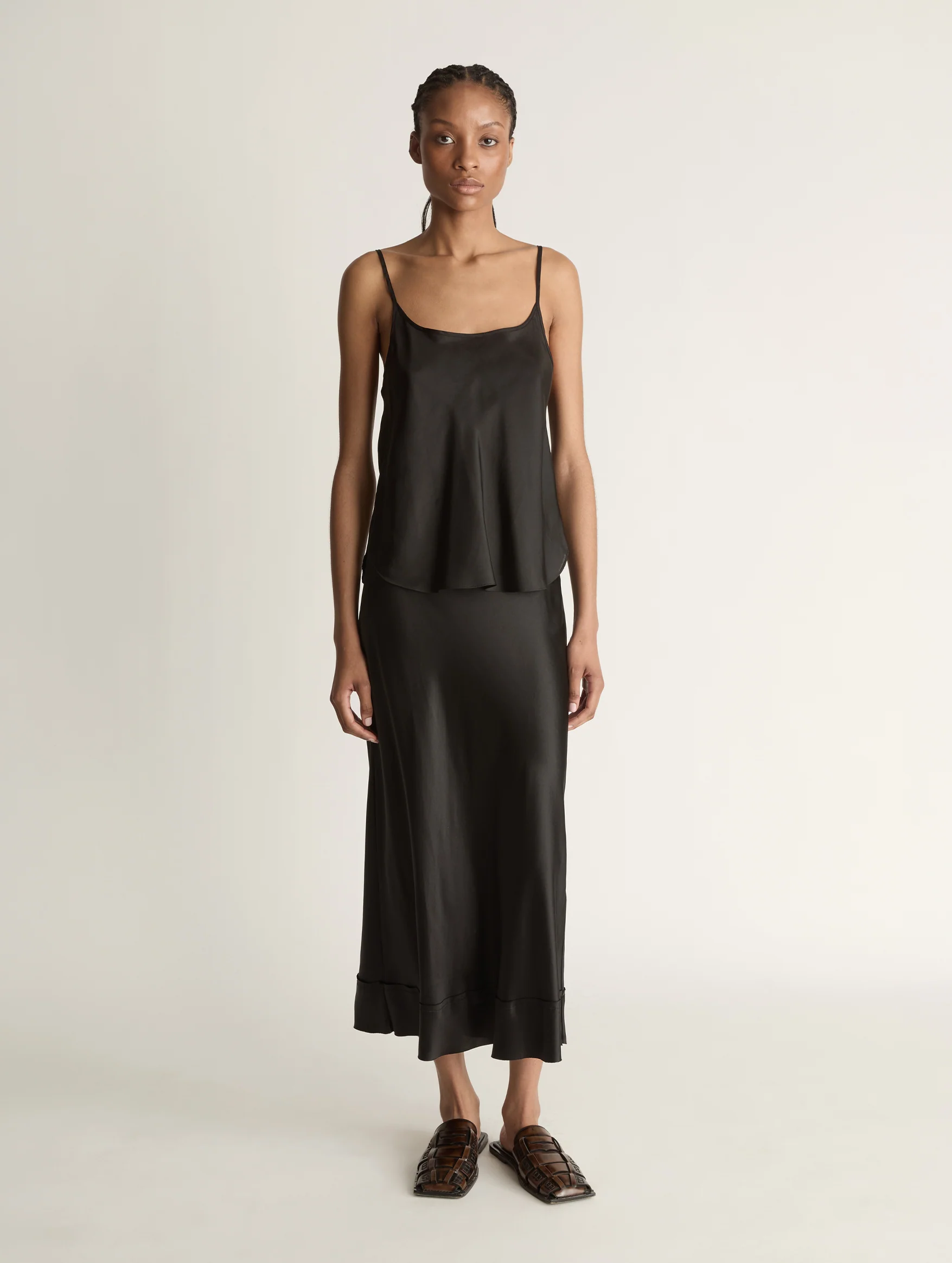 Silk Habutai Cami in Black - Image 2