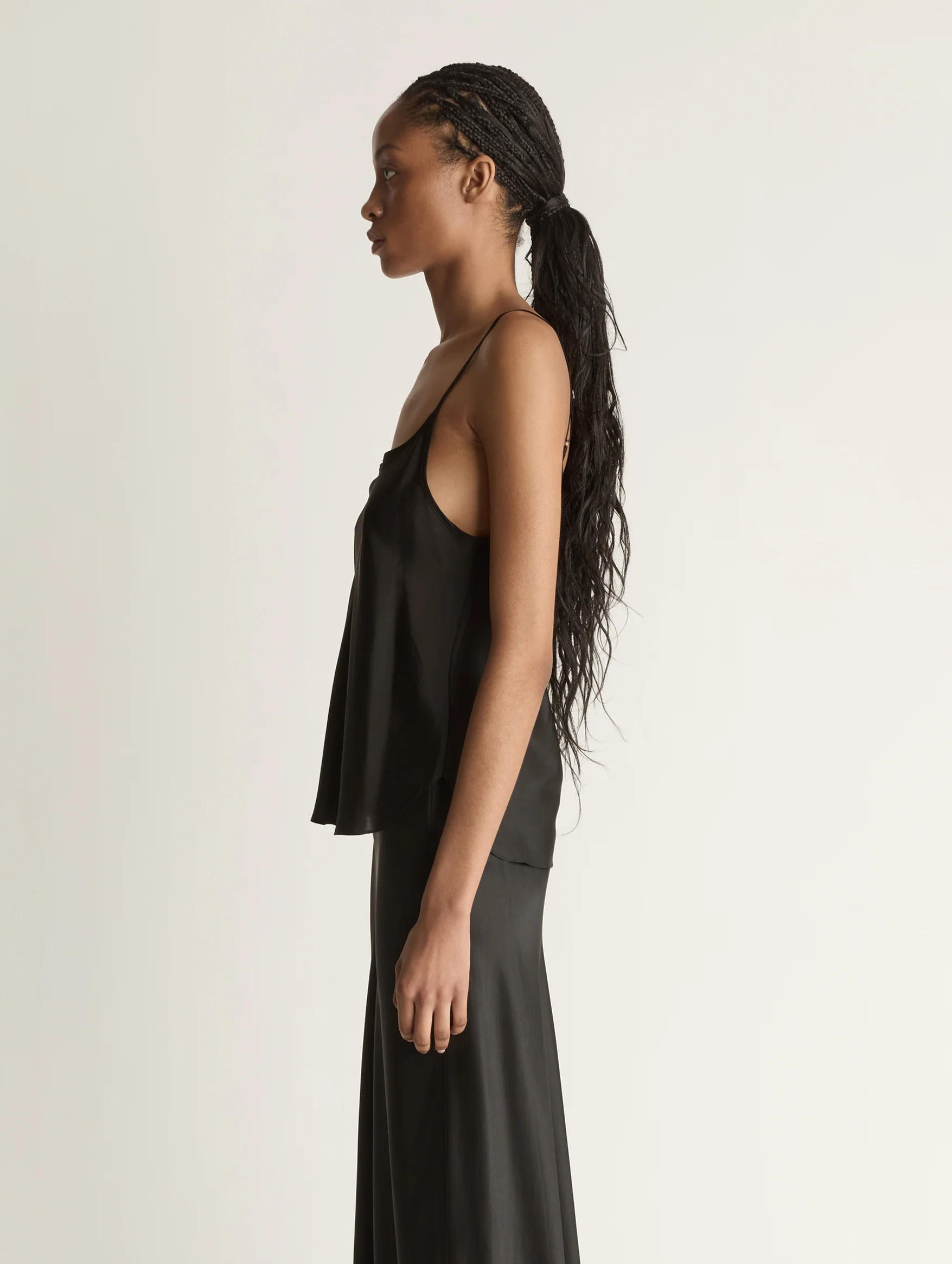 Silk Habutai Cami in Black - Image 3