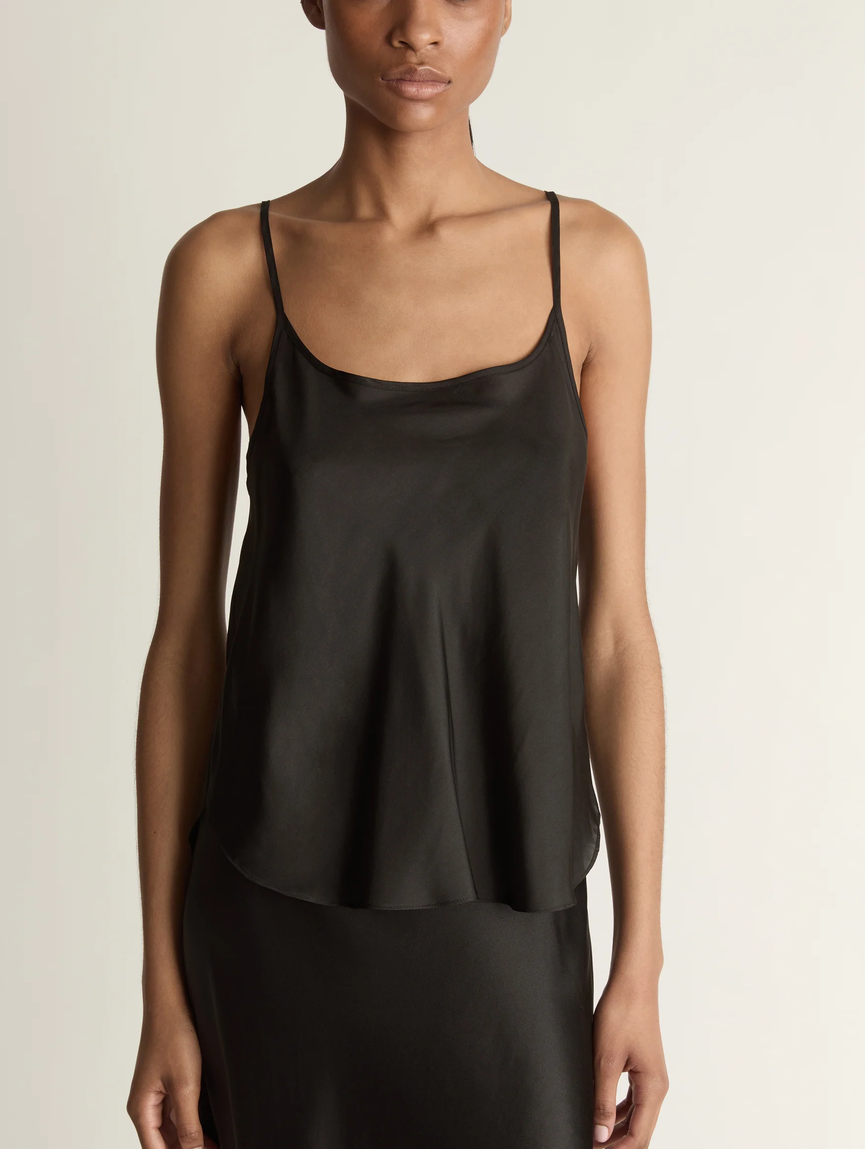 Silk Habutai Cami in Black - Image 4