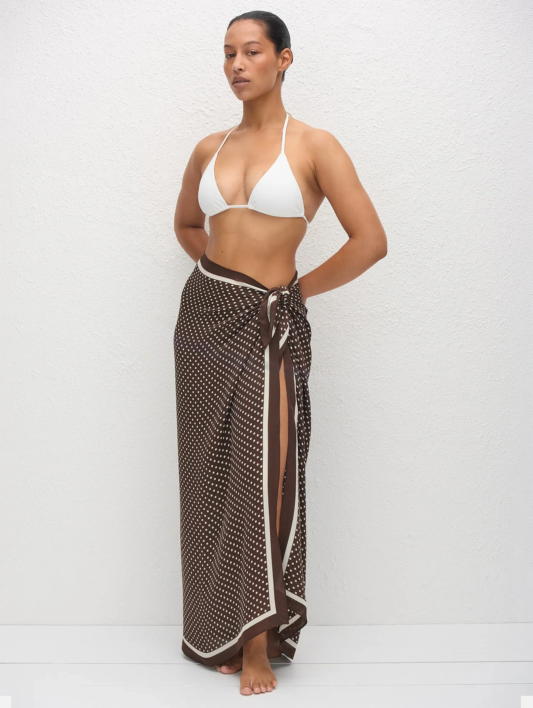 Silk Sarong in Polka Dot Chocolate - Image 4