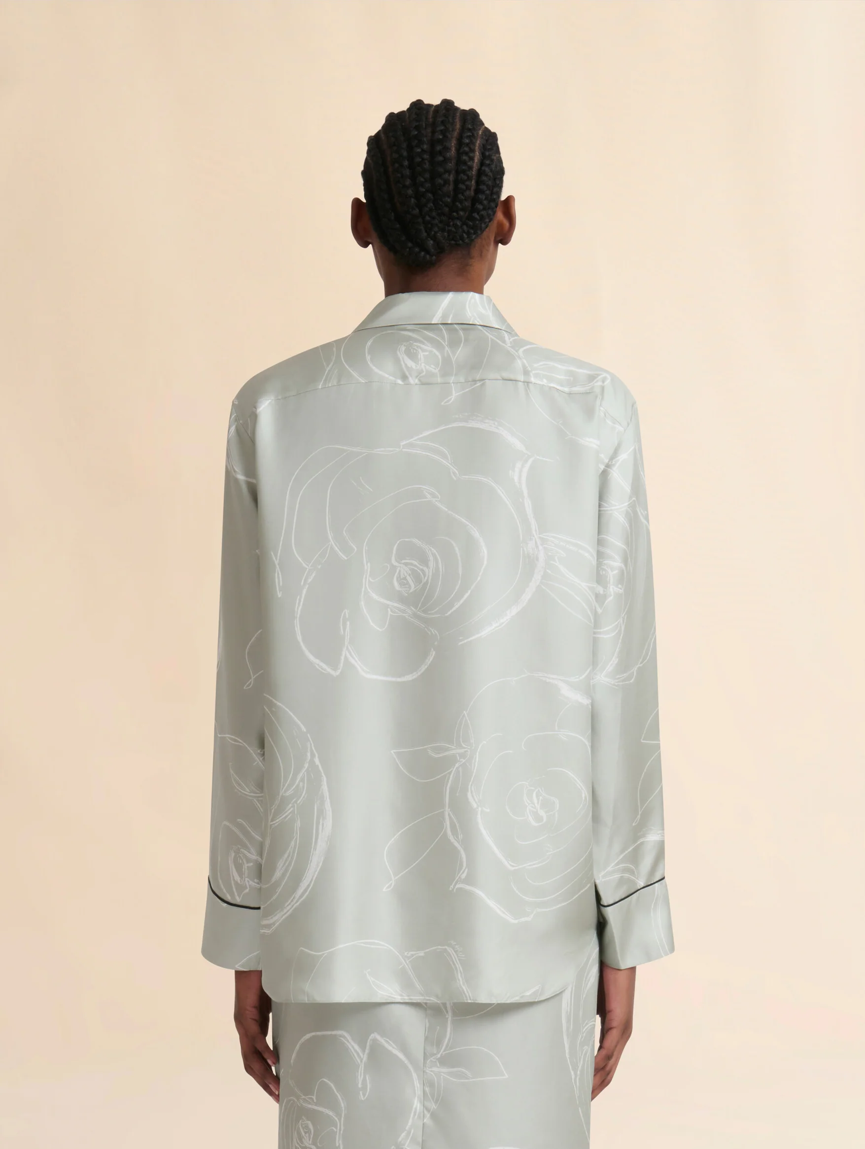 Silk Shirt With Aurora Print in Green - Image 3