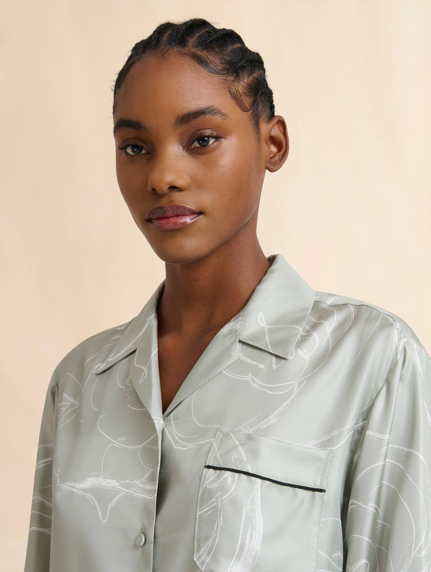 Silk Shirt With Aurora Print in Green - Image 4