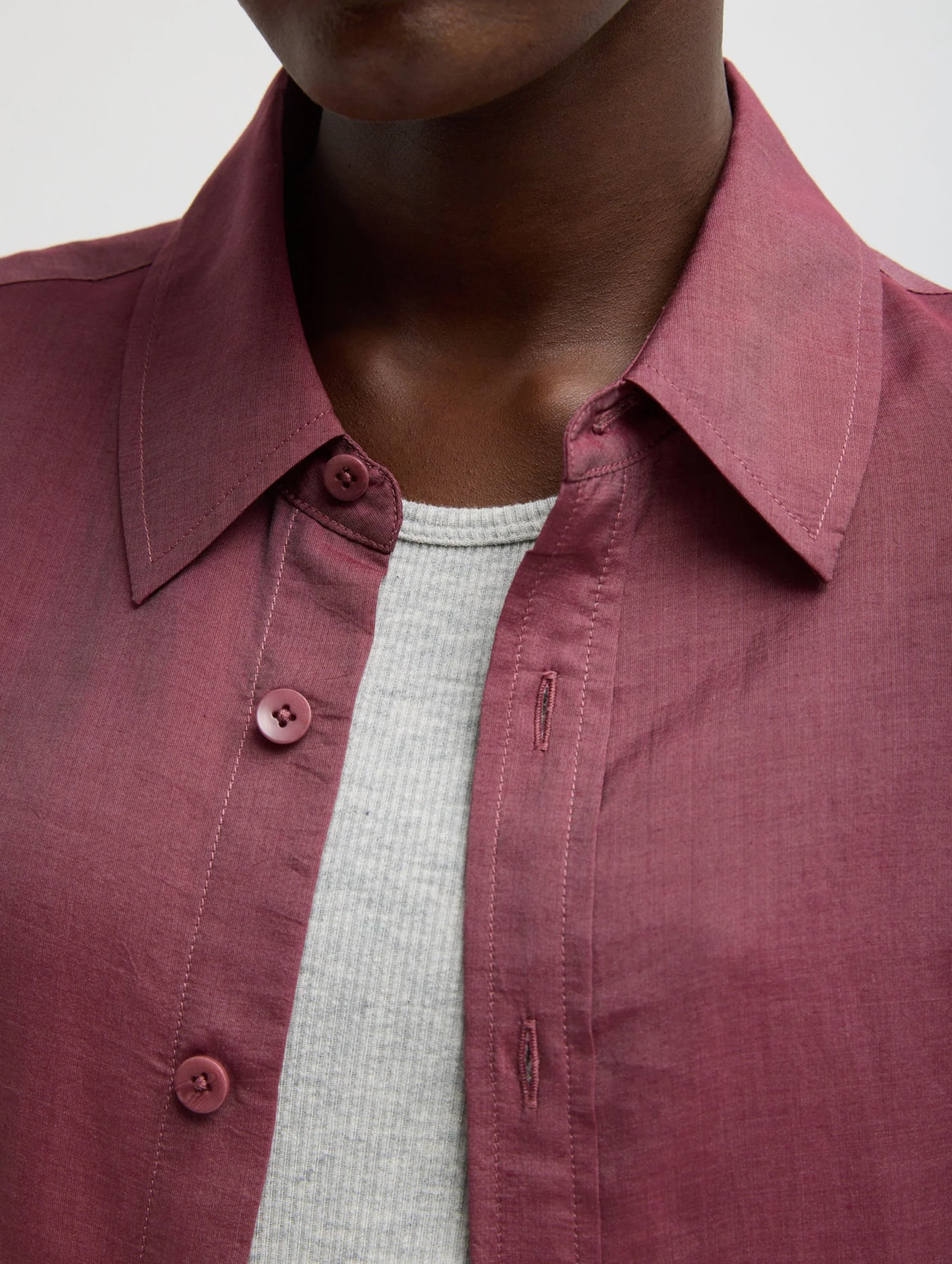 Silk Voile Charlie Mens Slim Shirt in Mulberry - Image 5
