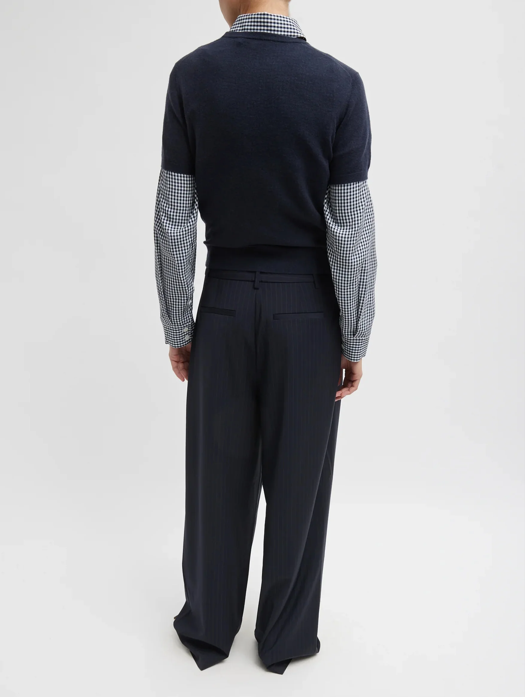 Skinlike Mercerized Wool Shrunken Tee in Navy - Image 4