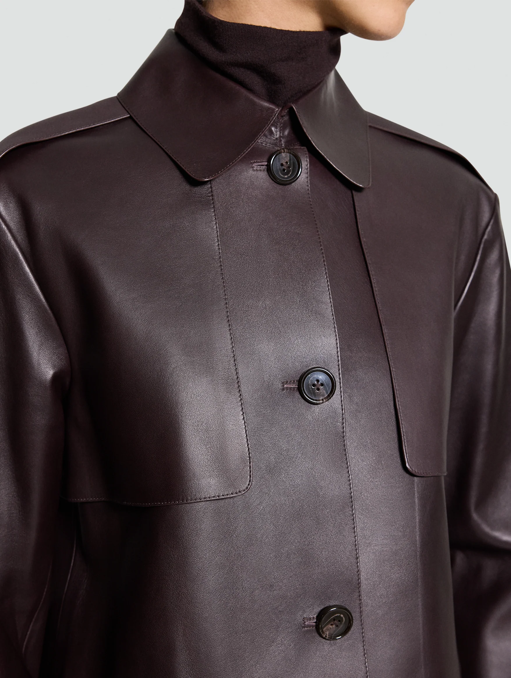 Sleek Crop Trench in Cacao - Image 4