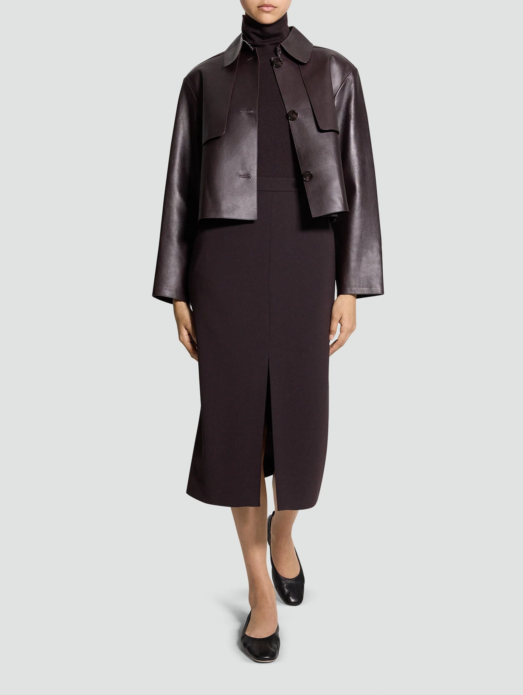 Sleek Crop Trench in Cacao - Image 5