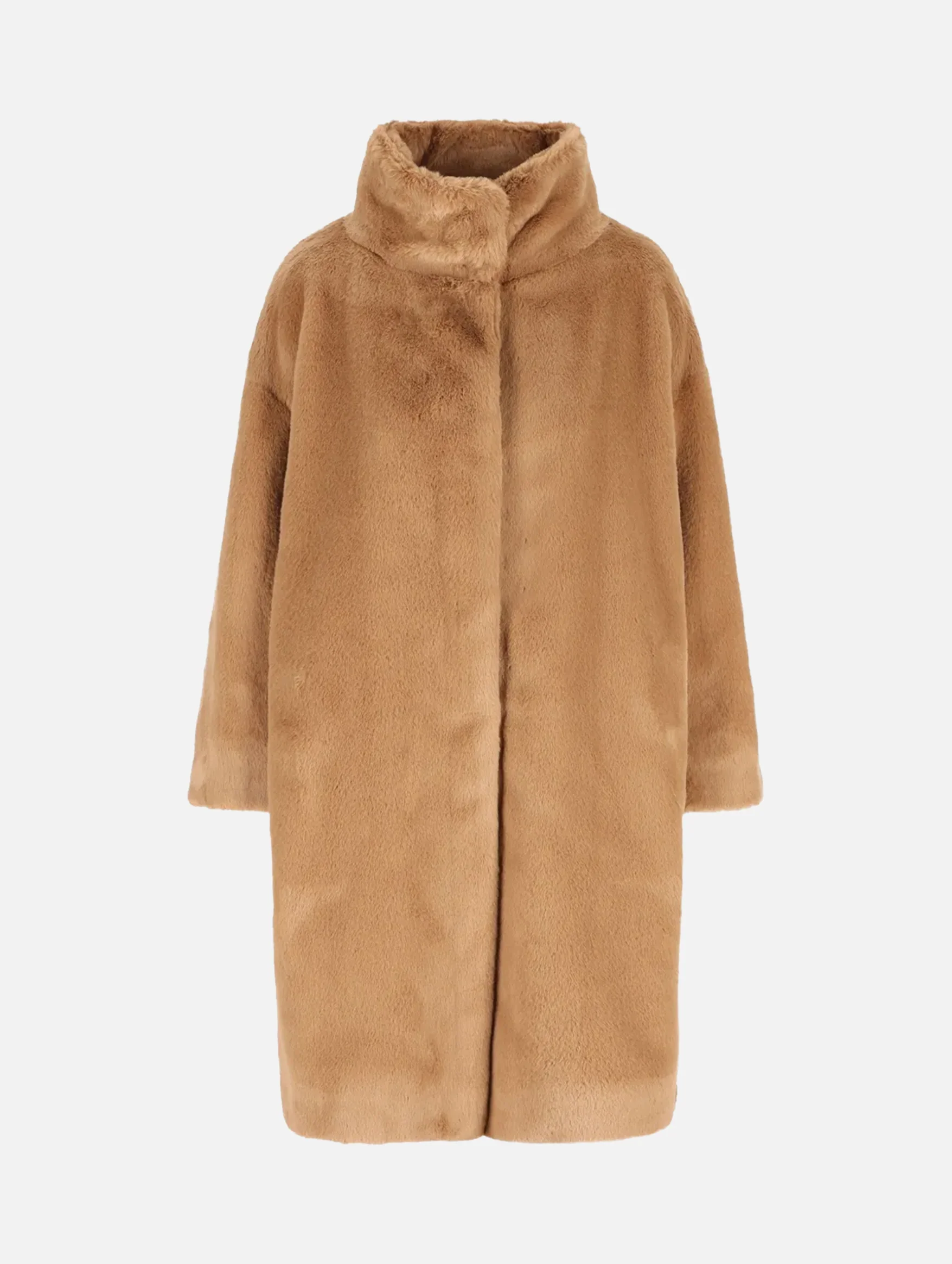 Soft Alternative Fur Coat in Camel - Image 4