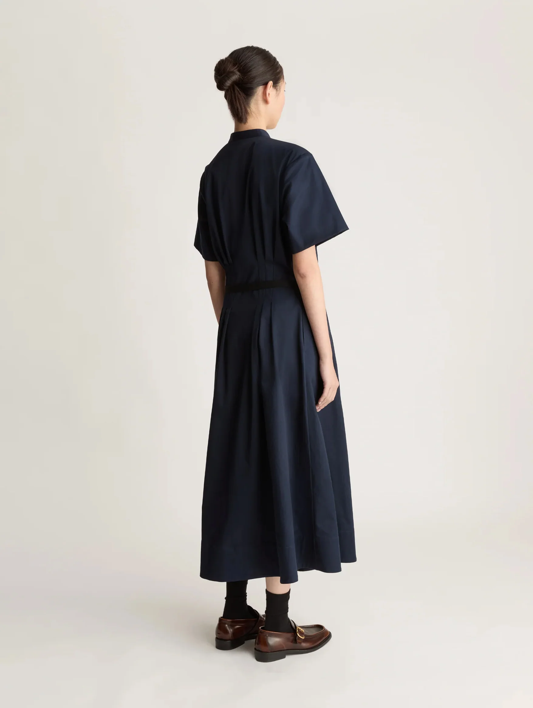 Spencer Cotton Wrap Dress in Ink - Image 4