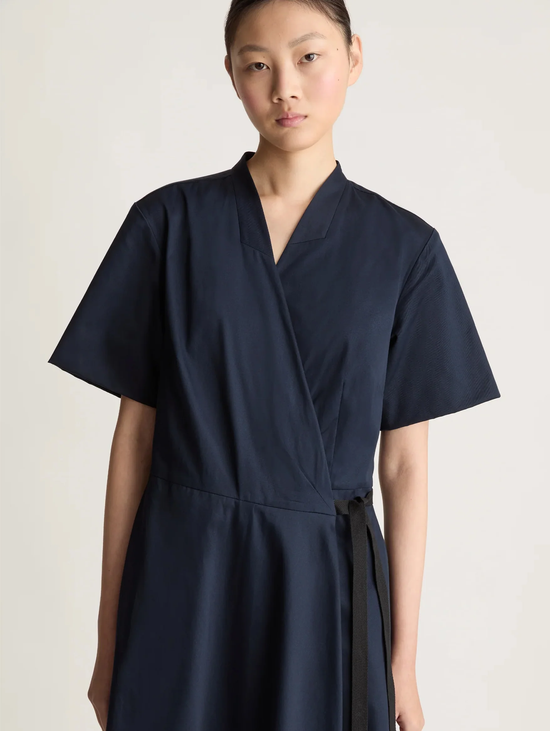 Spencer Cotton Wrap Dress in Ink - Image 5
