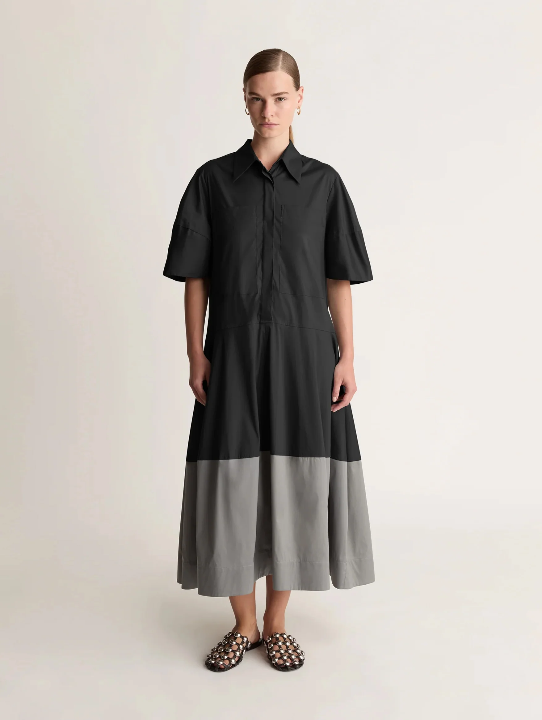 Spencer Lantern Dress in Black - Image 2
