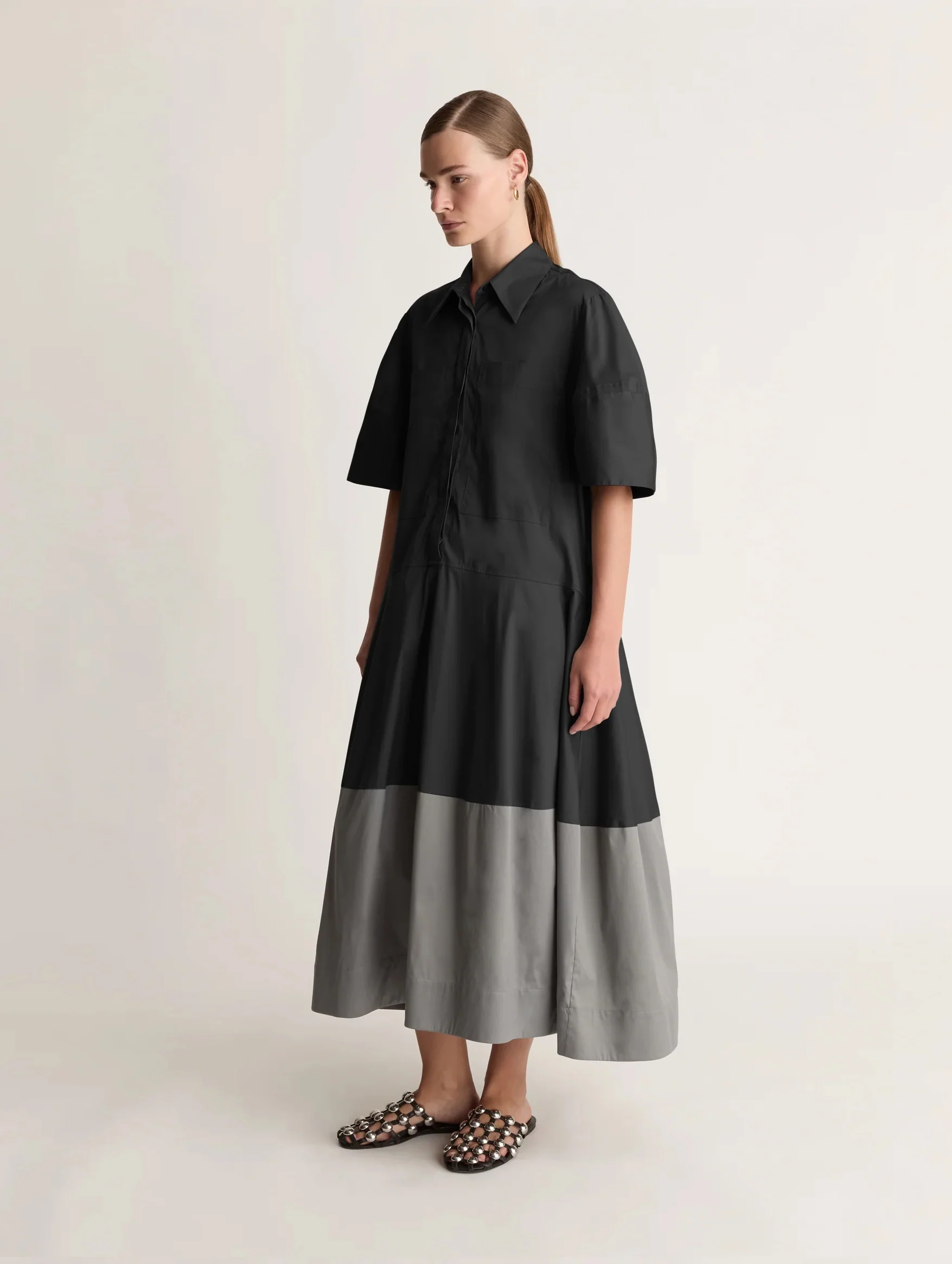 Spencer Lantern Dress in Black - Image 3