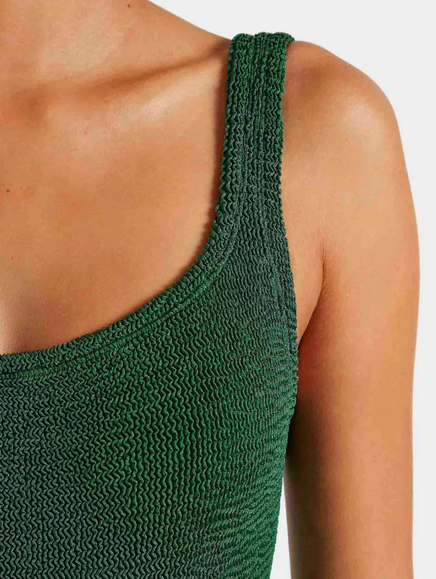 Square Neck Swimsuit in Metallic Forest Green - Image 4
