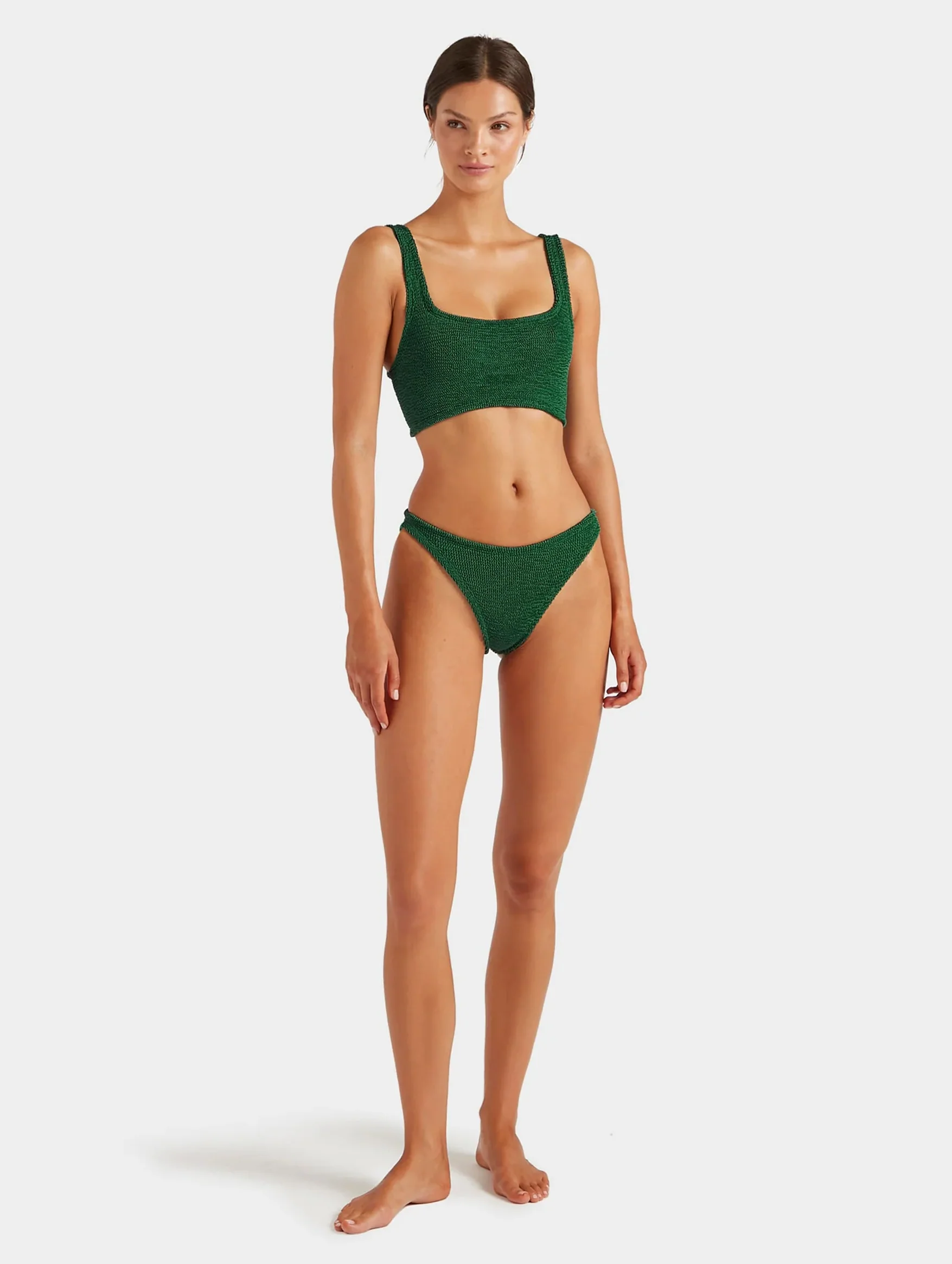 Square Neck Swimsuit in Metallic Forest Green - Image 5