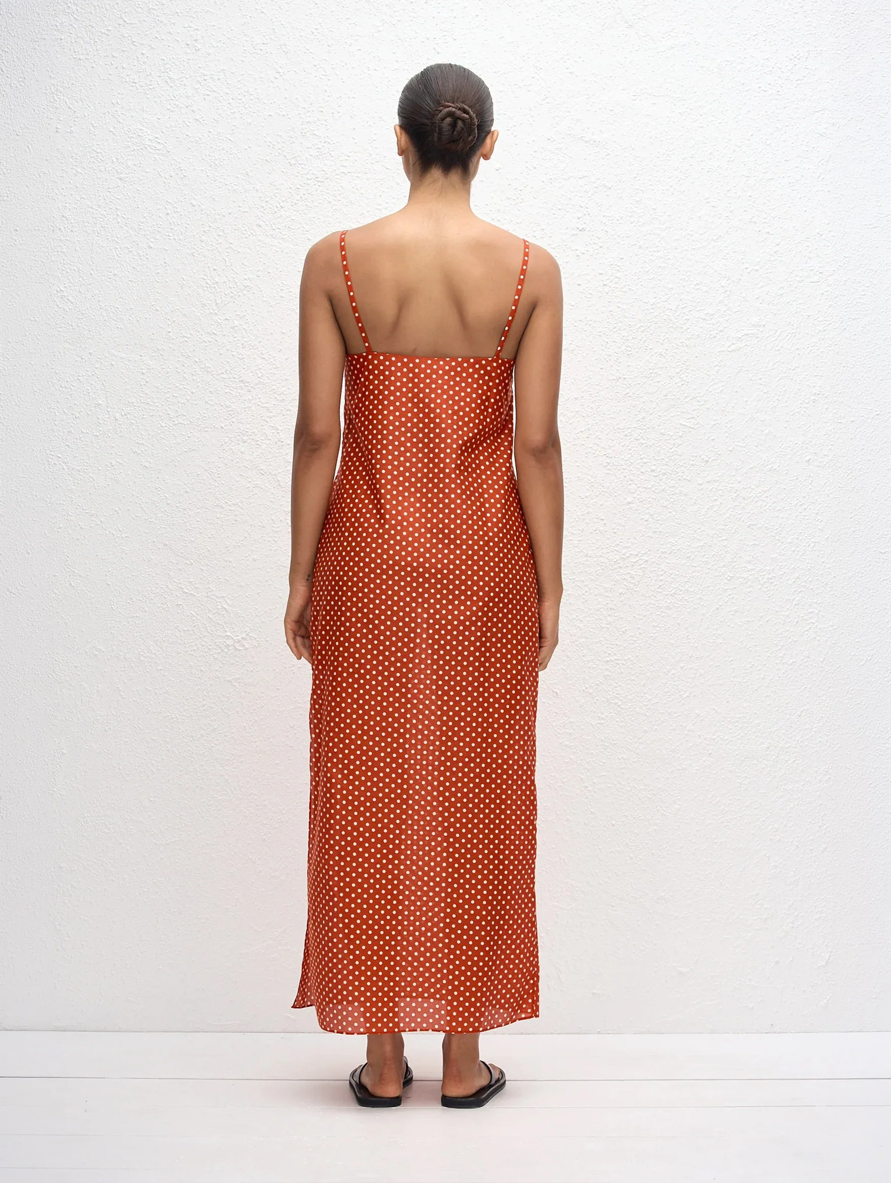 Square Shift Midi Dress in Polka Dot Tomato - Image 4