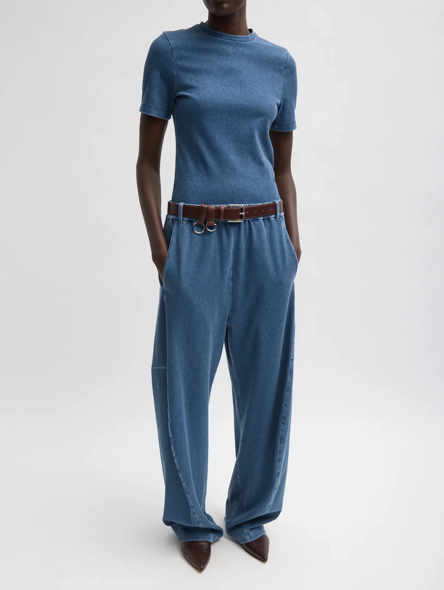 Stretch Denim Baby Tee in Classic Wash - Image 2