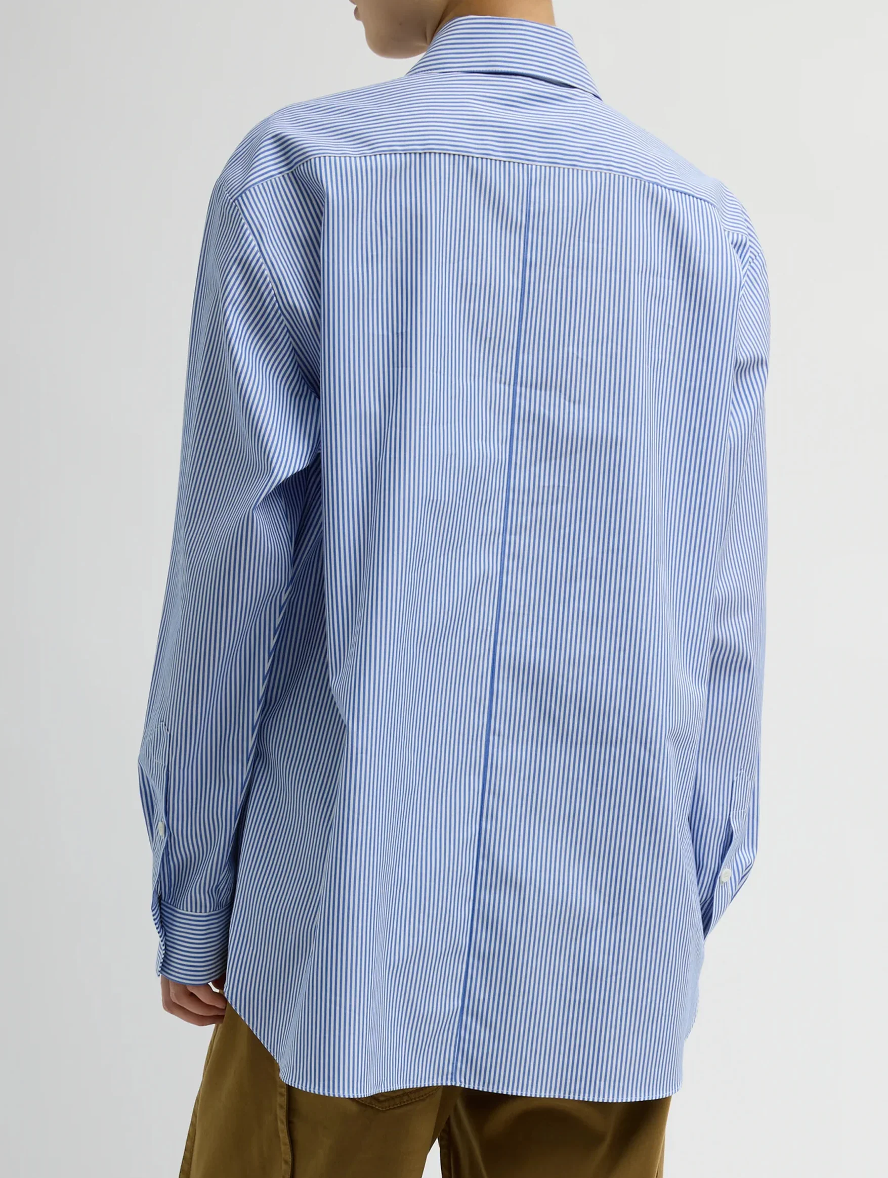 Striped Shirting Easy Tuxedo Shirt in Blue Multi - Image 3