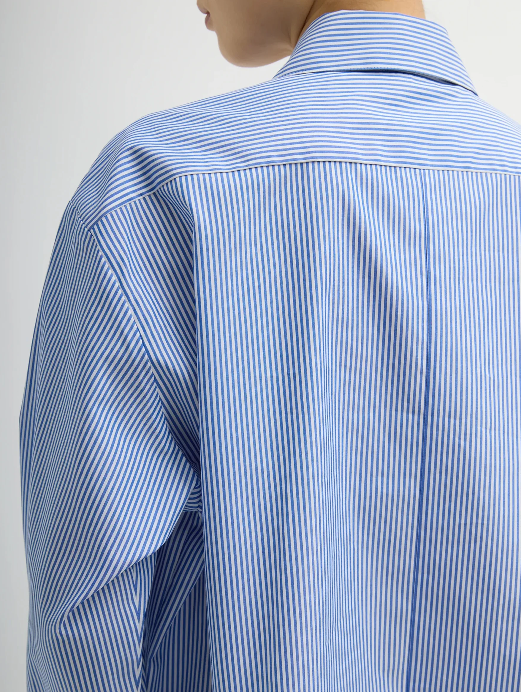 Striped Shirting Easy Tuxedo Shirt in Blue Multi - Image 6
