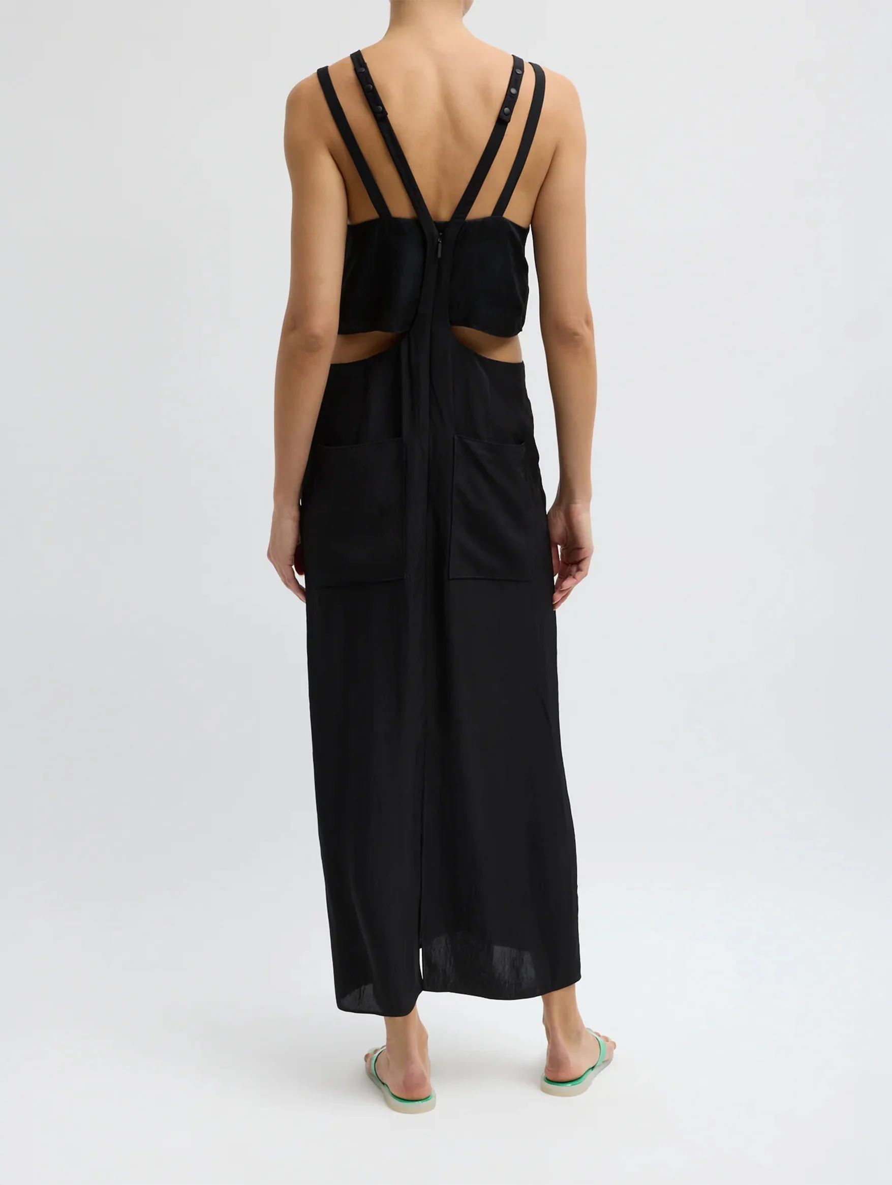 Summer Acetate Crinkle Overall Skirt in Black - Image 3