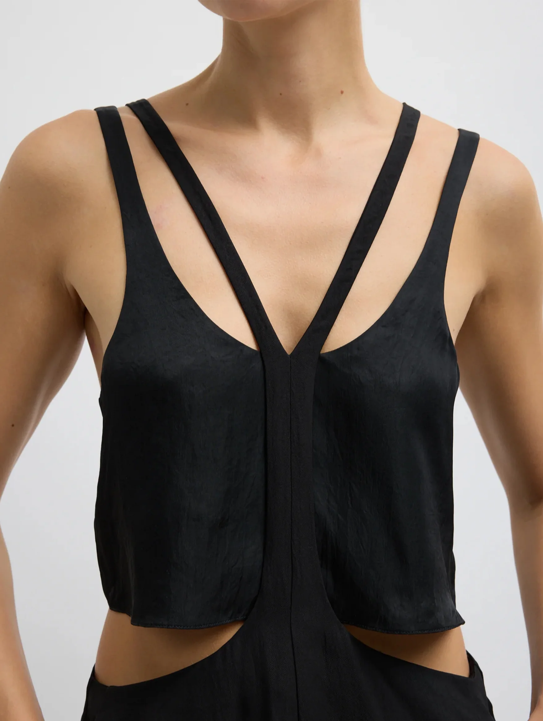Summer Acetate Crinkle Overall Skirt in Black - Image 4