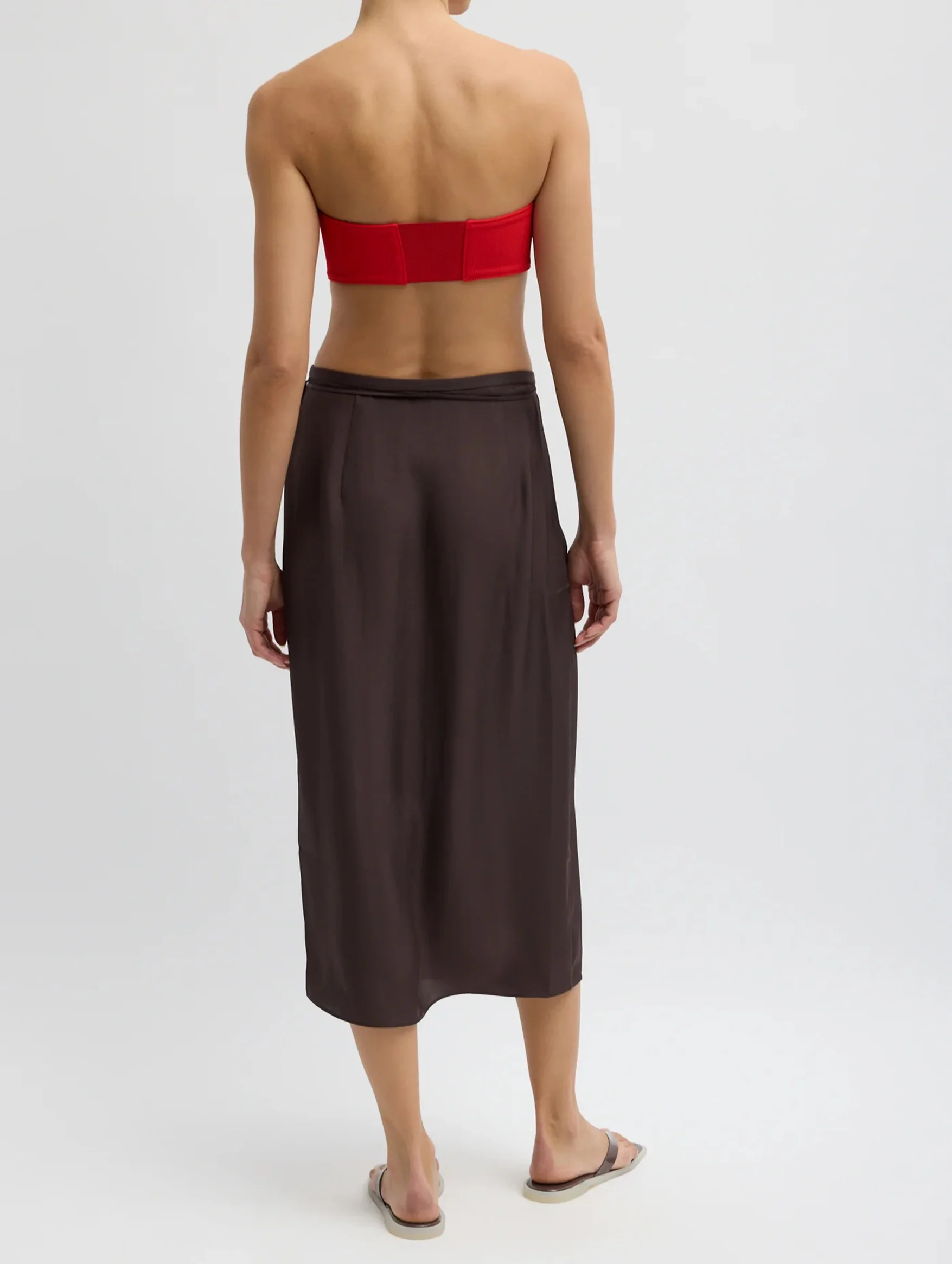 Summer Slip Wrap Skirt in Chocolate Brown - Image 3