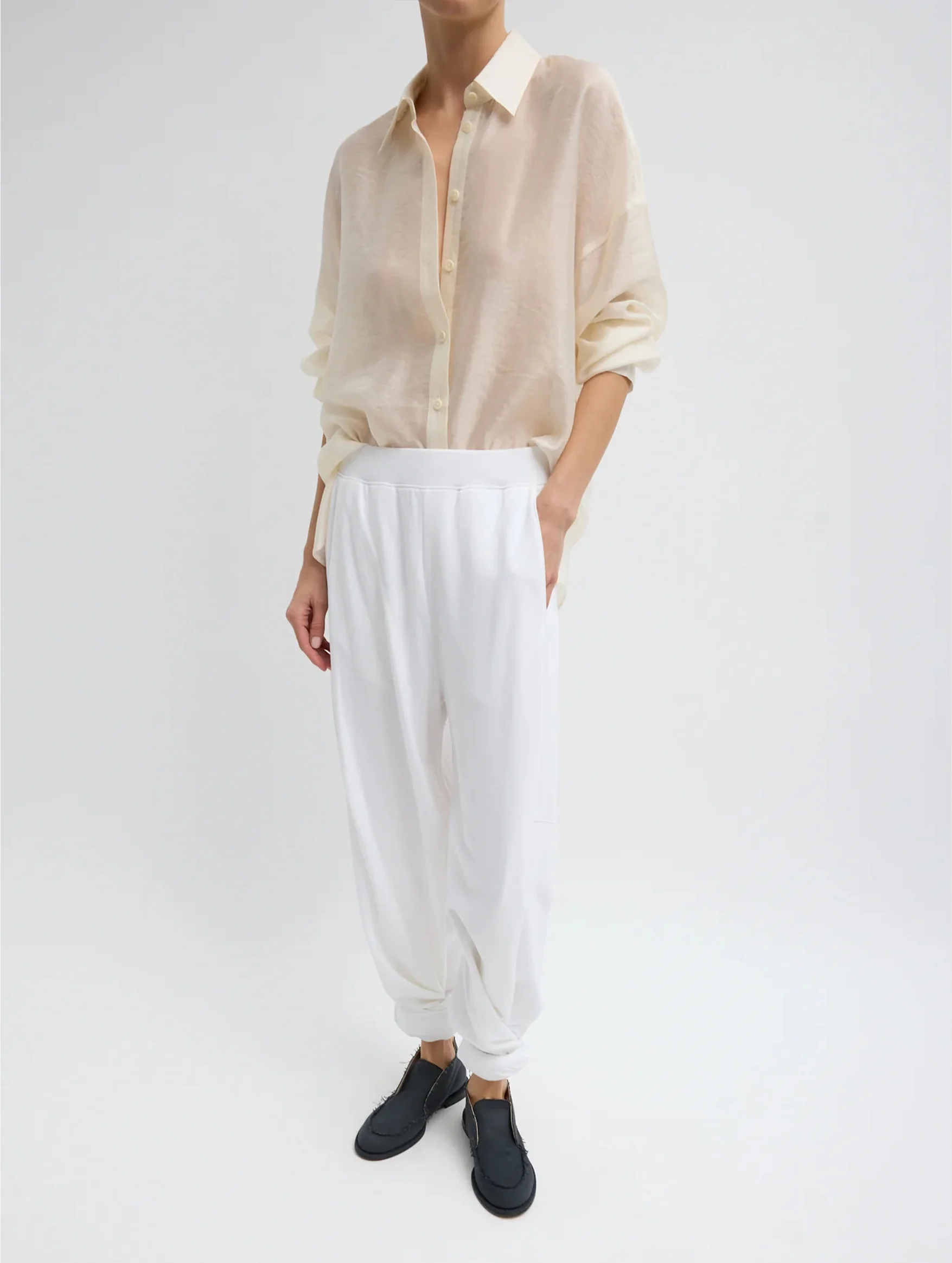 Summer Voile Oversized Shirt in Ivory - Image 3