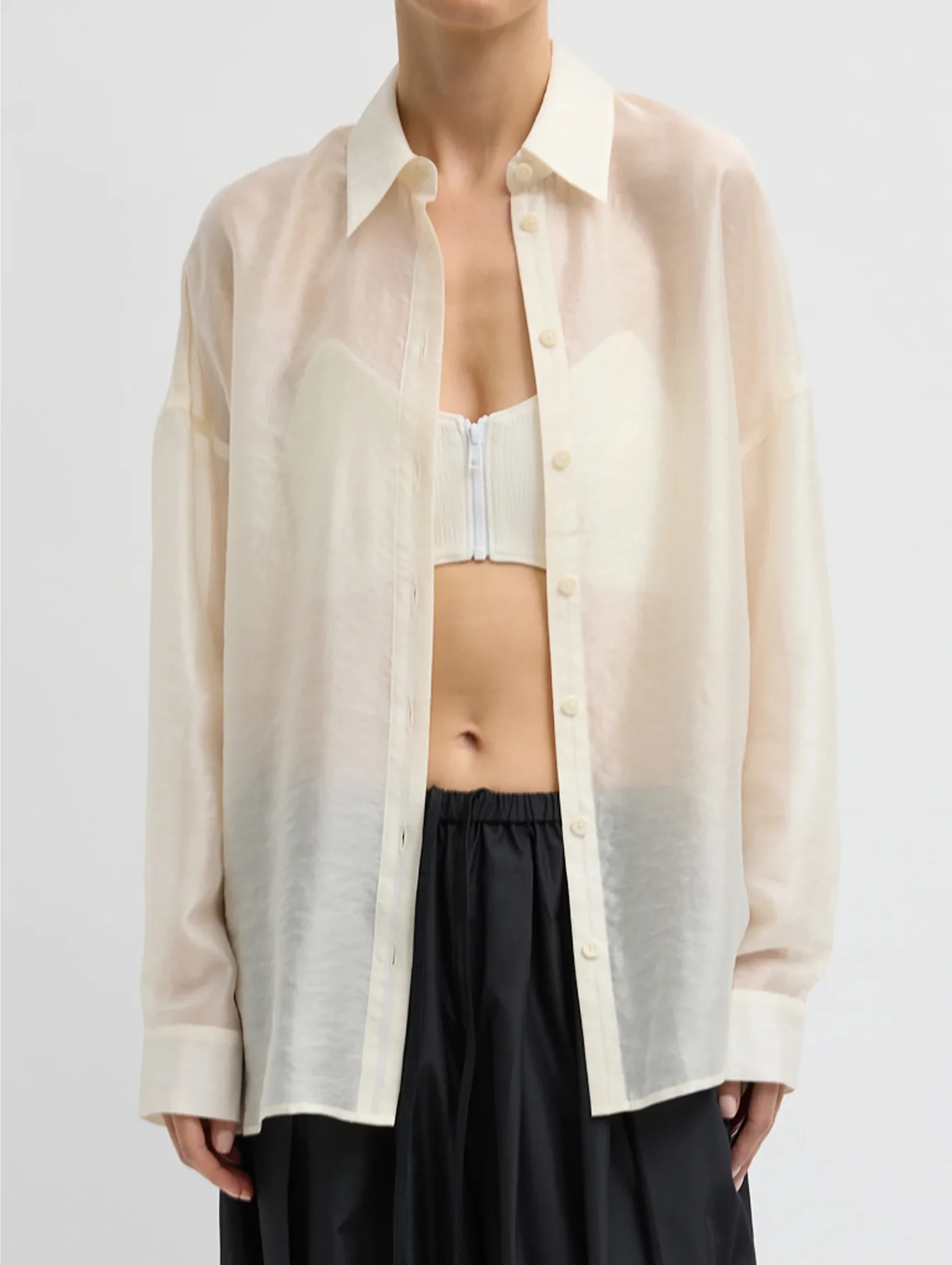 Summer Voile Oversized Shirt in Ivory - Image 5