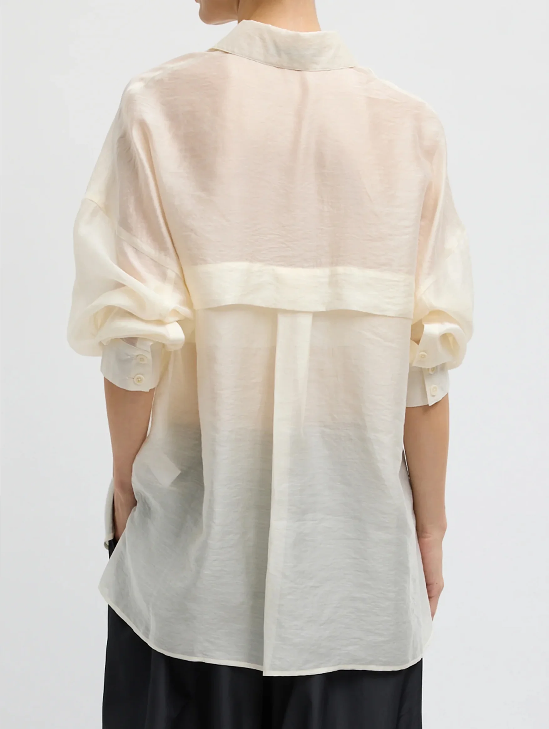 Summer Voile Oversized Shirt in Ivory - Image 6