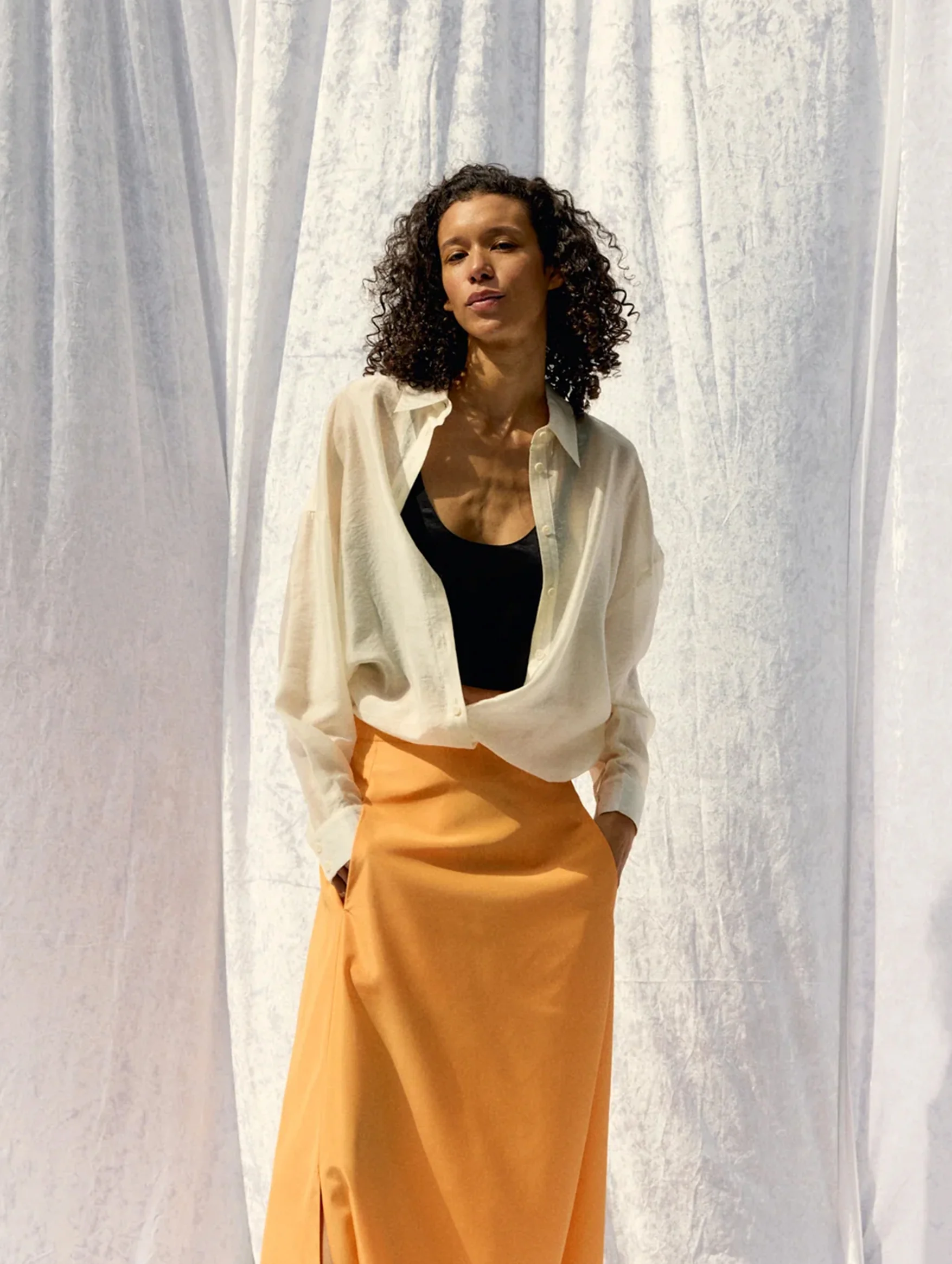 Summer Voile Oversized Shirt in Ivory - Image 7