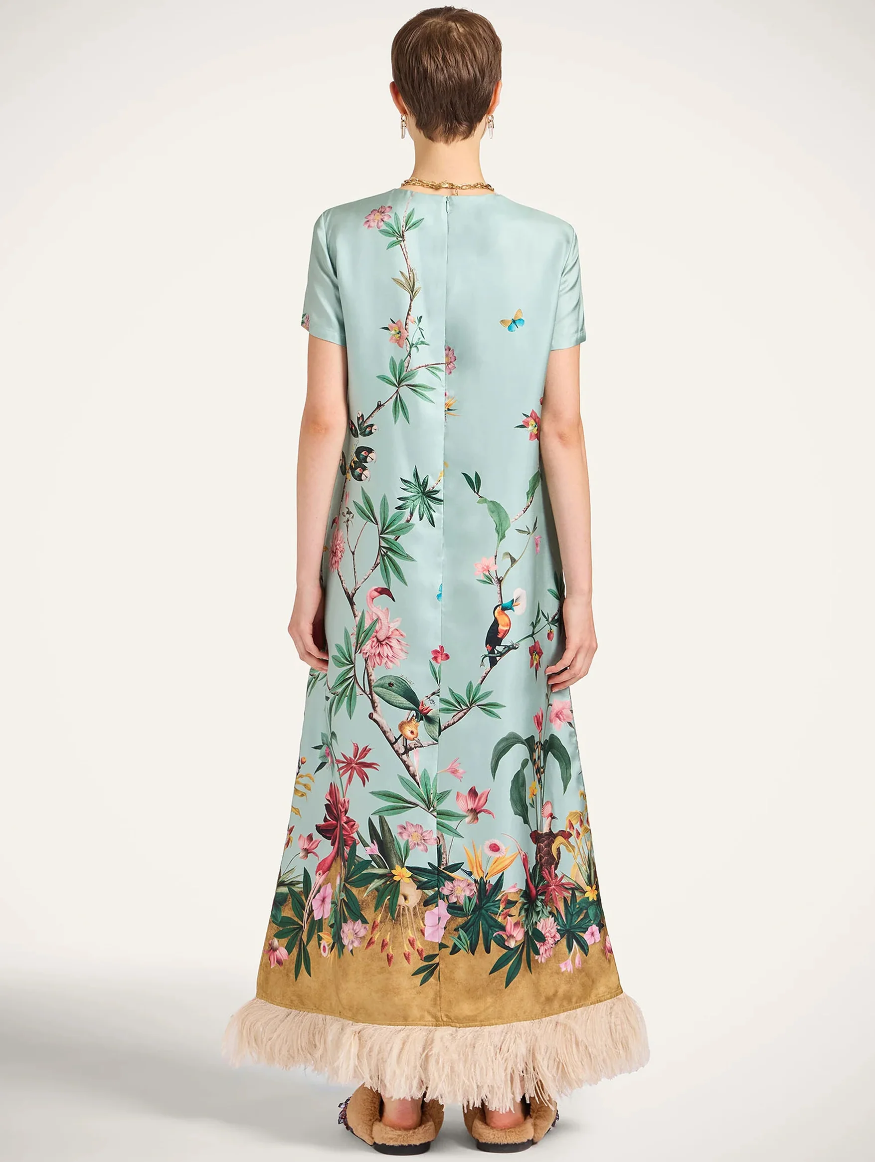Swing Dress with Feathers in Zooflora - Image 3