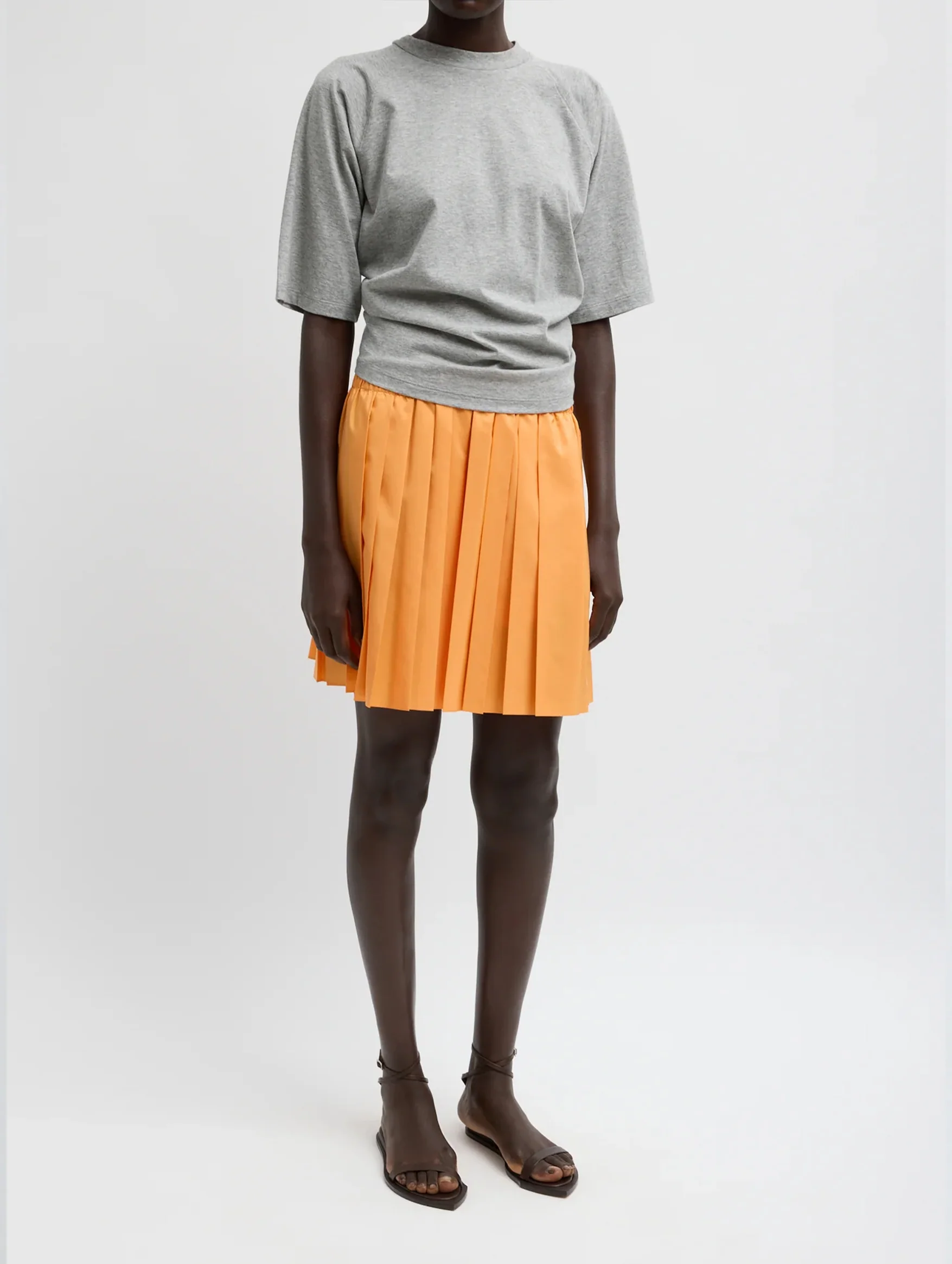 T-Shirting Short Sleeve Top with Shirred Back in Heather Grey - Image 4