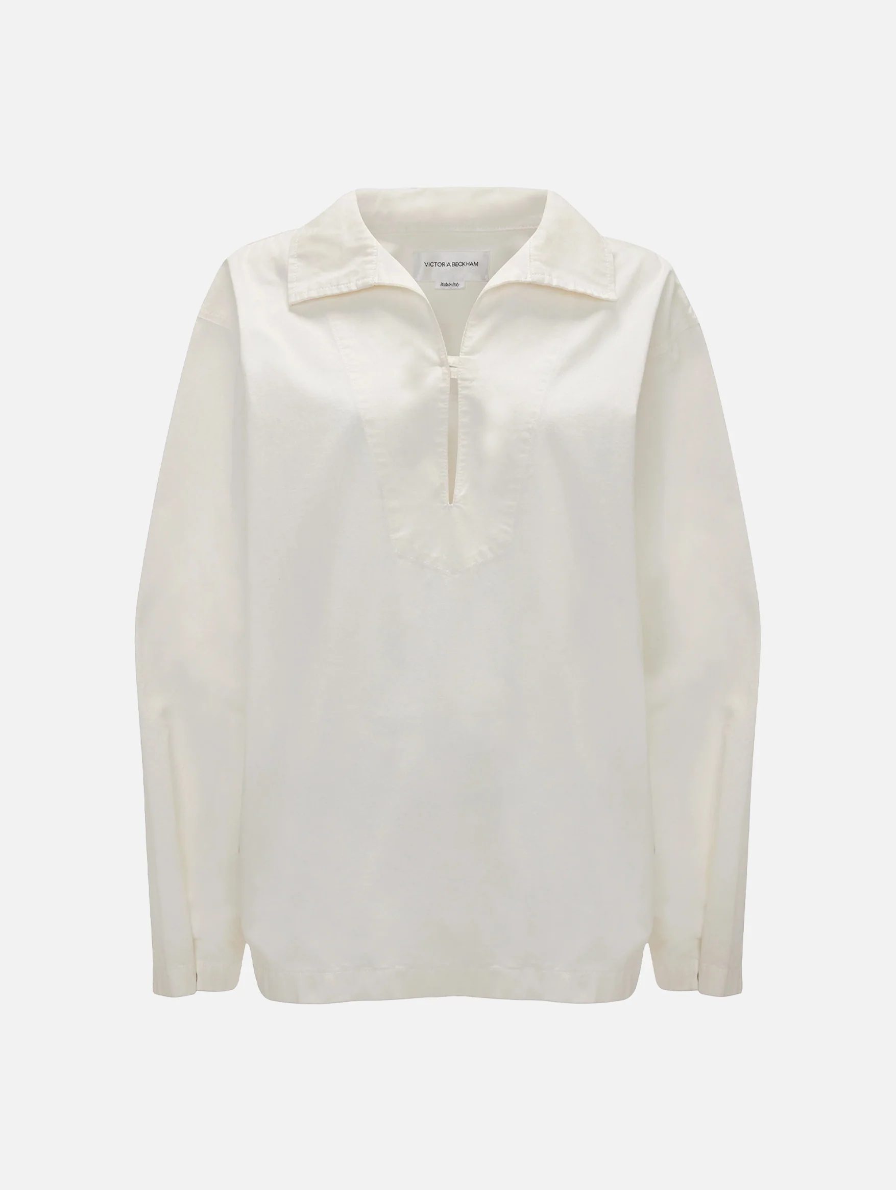 Tab Detail Denim Top in Washed White