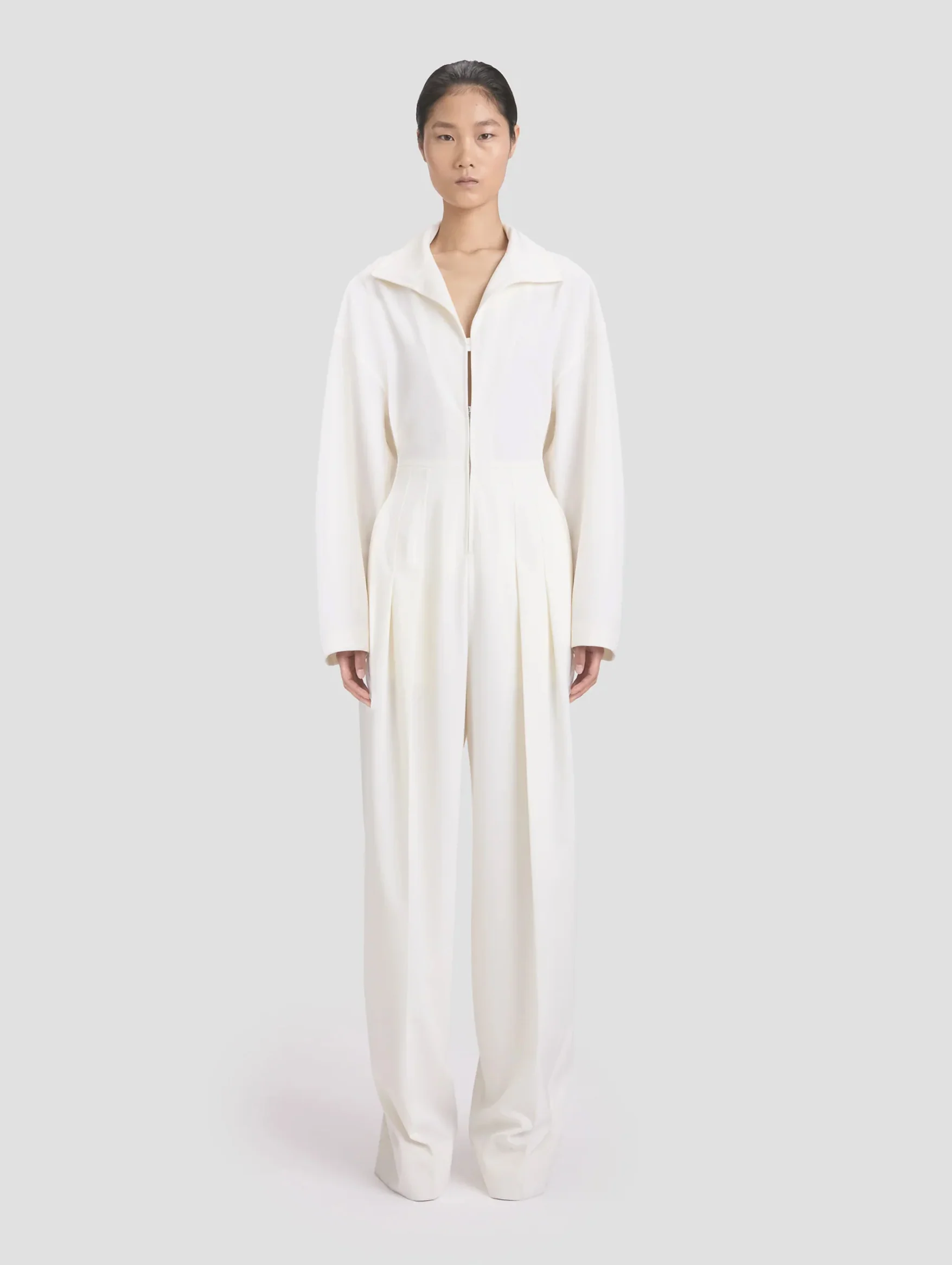 Tab Detail Jumpsuit in Ivory - Image 2