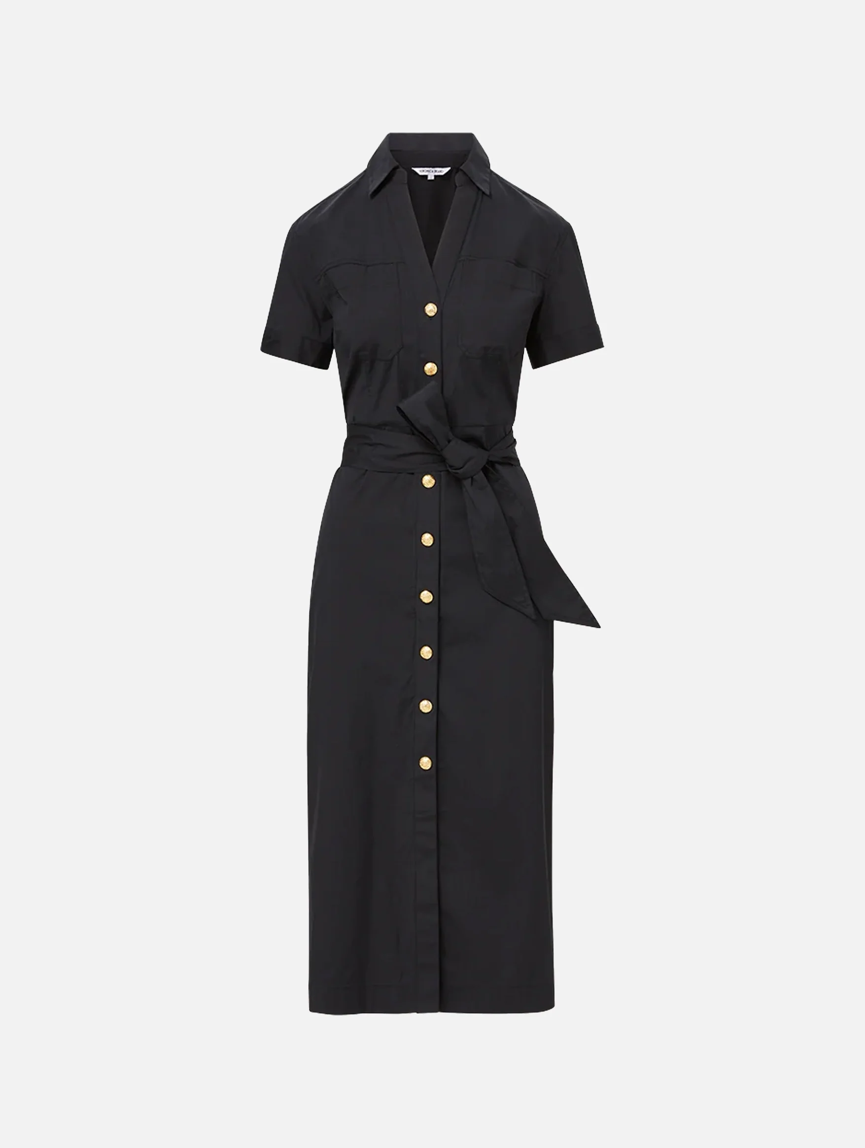 Tabby Midi Cotton Dress in Black