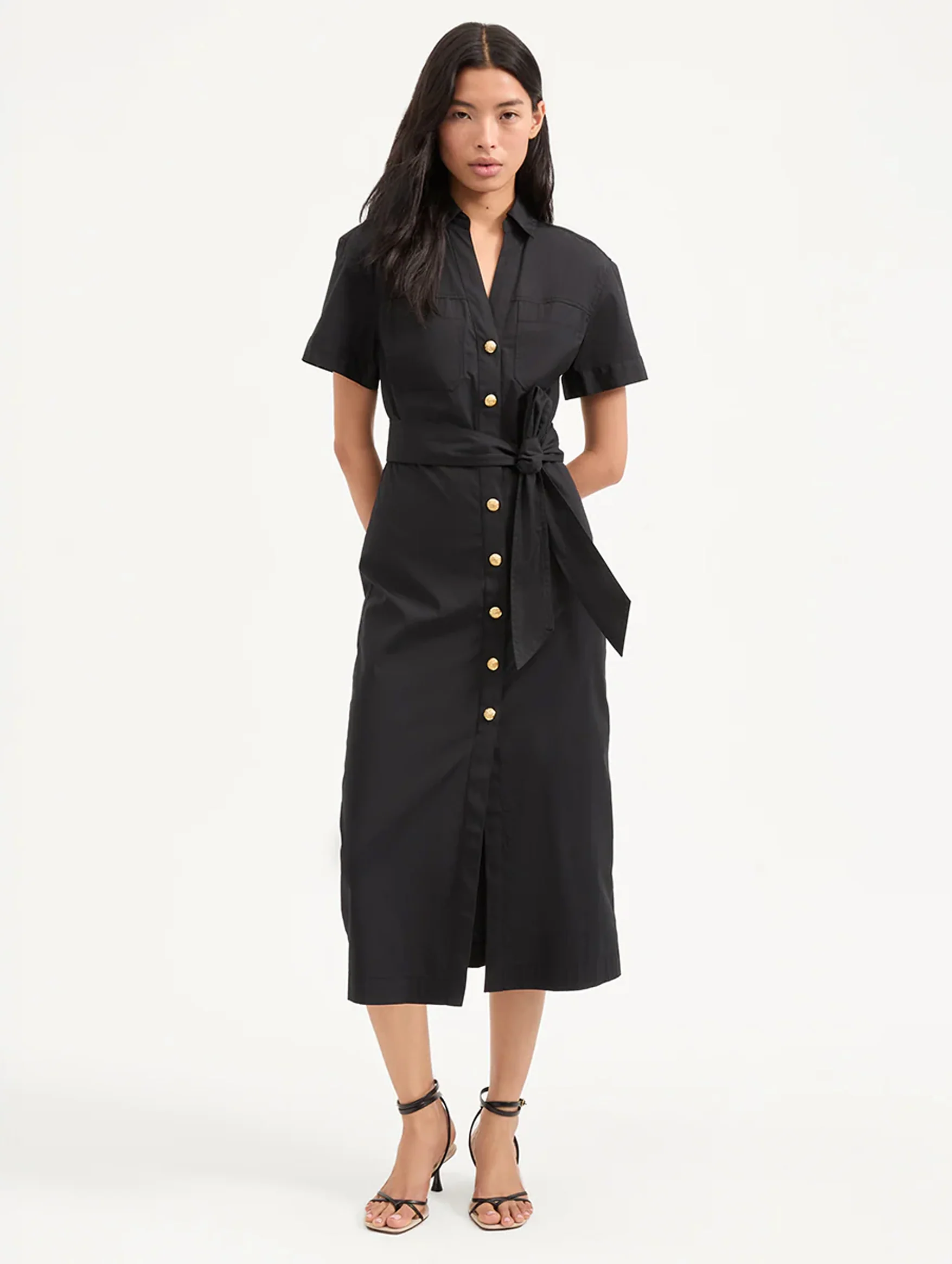 Tabby Midi Cotton Dress in Black - Image 2