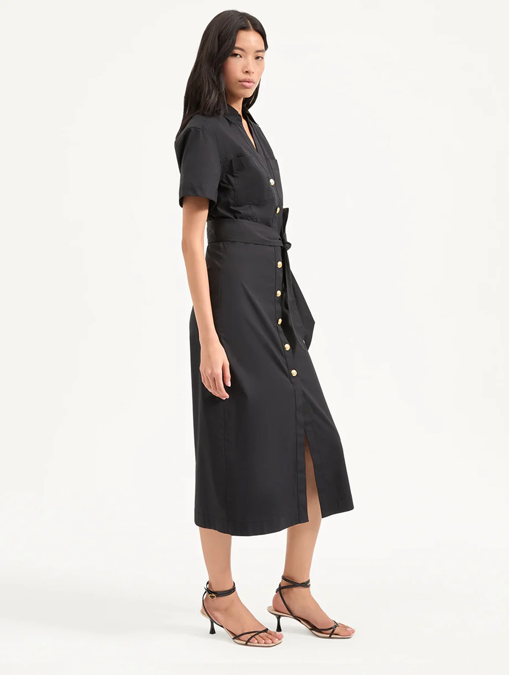 Tabby Midi Cotton Dress in Black - Image 3