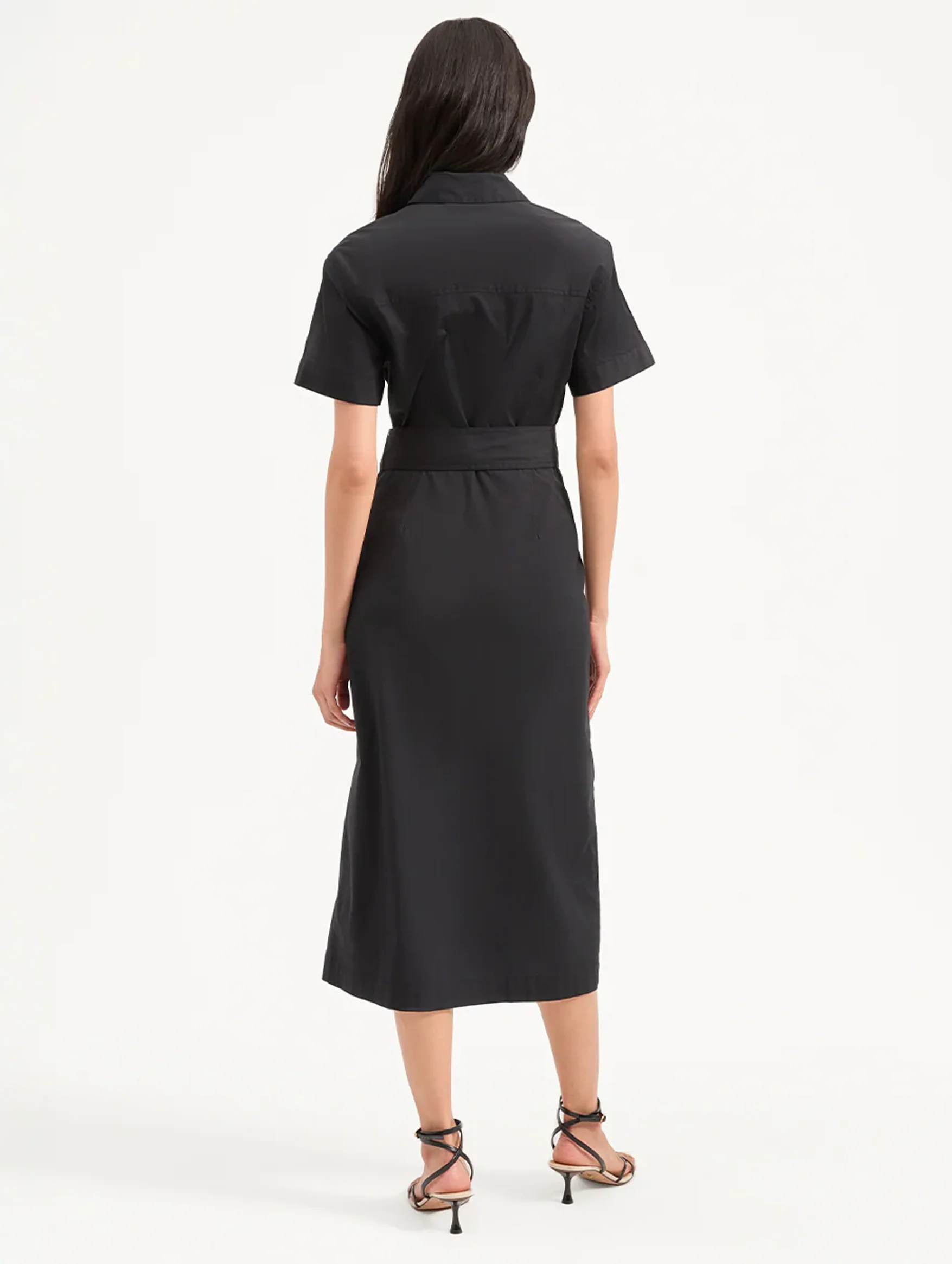 Tabby Midi Cotton Dress in Black - Image 5