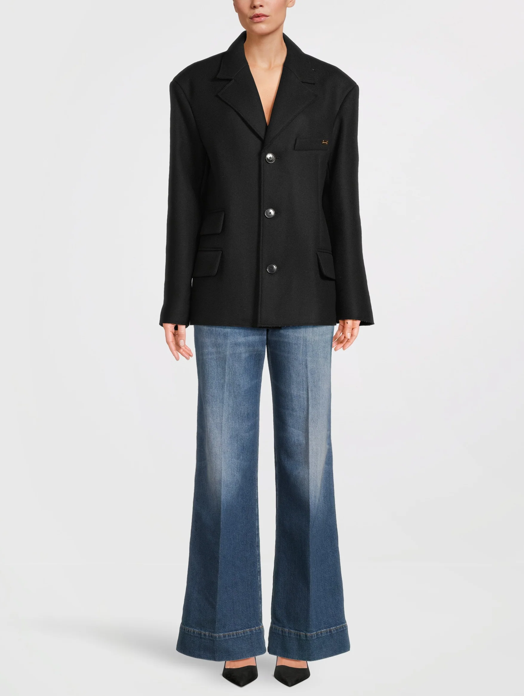Tailored Pea Coat in Black - Image 2