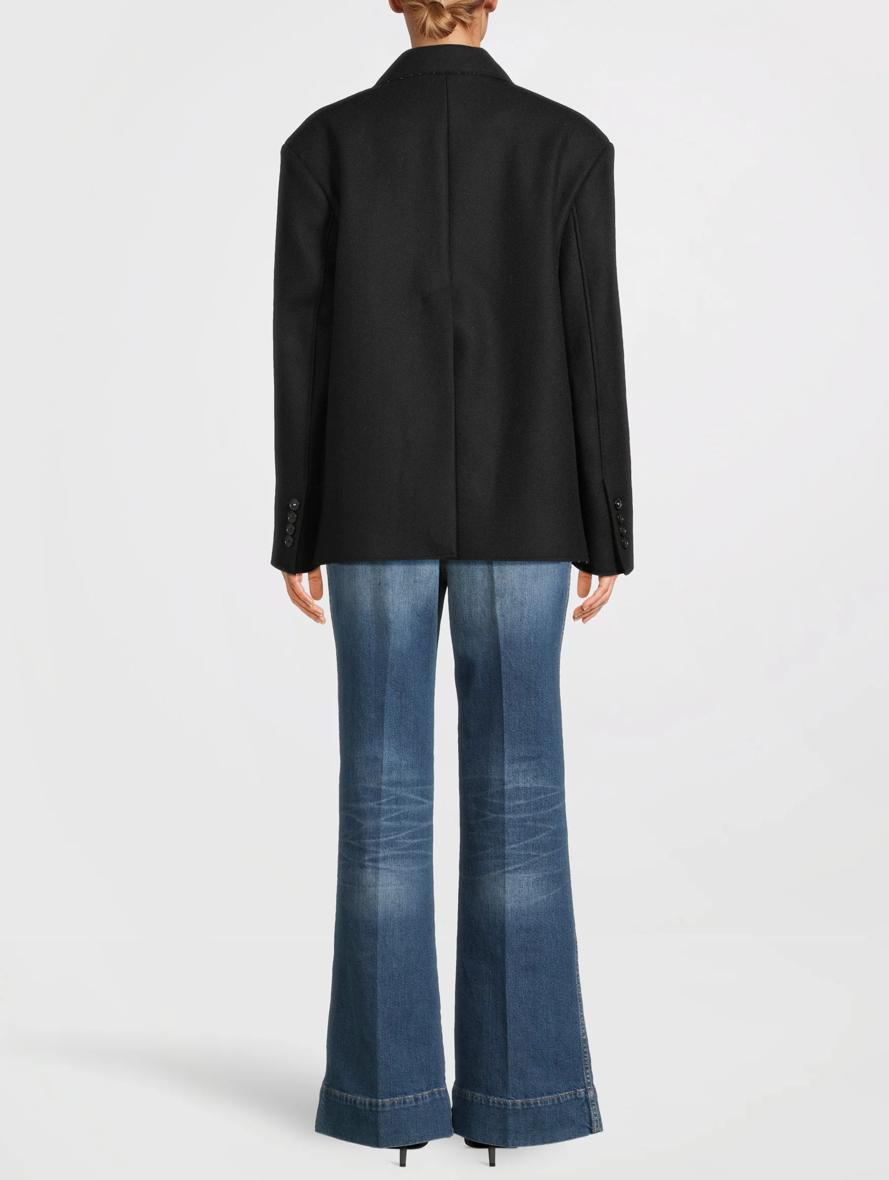 Tailored Pea Coat in Black - Image 4