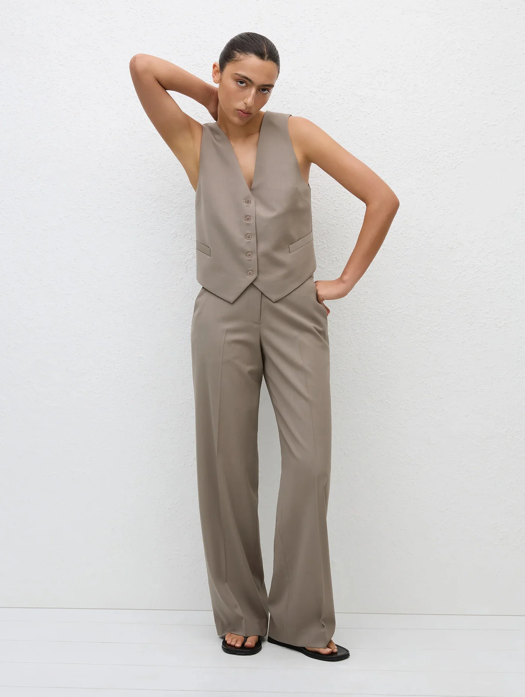 Tailored Waistcoat in Taupe - Image 3