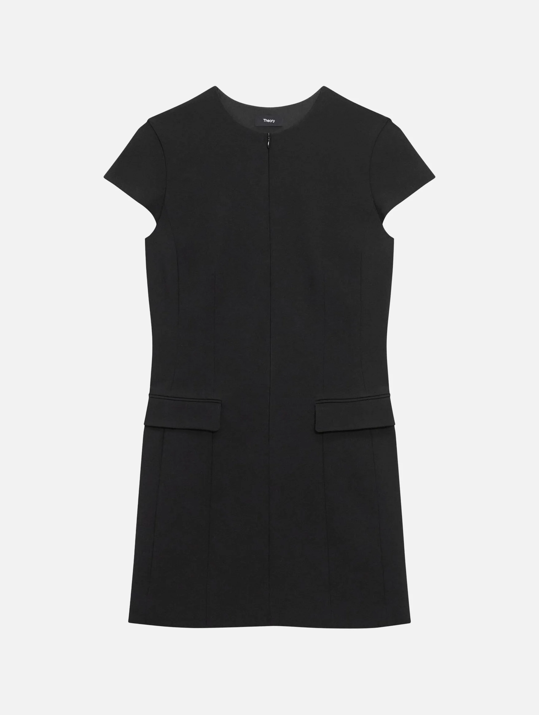 Tailored Zip Front Mini Dress in Black